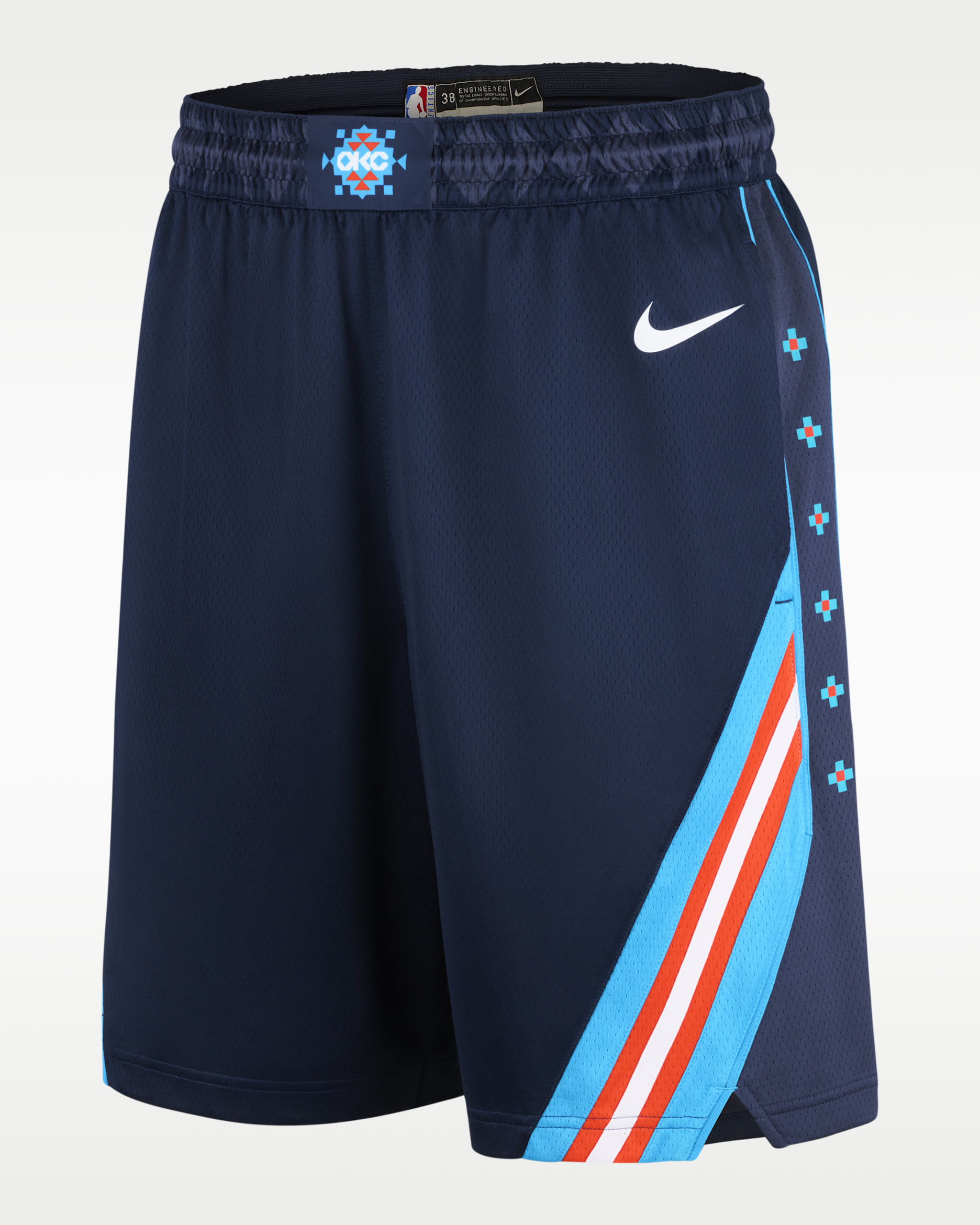 Shorts de alero polivalente Nike Dri-FIT NBA para hombre de los Oklahoma City Thunder de la colección City Edition - Trueno azul/Blanco