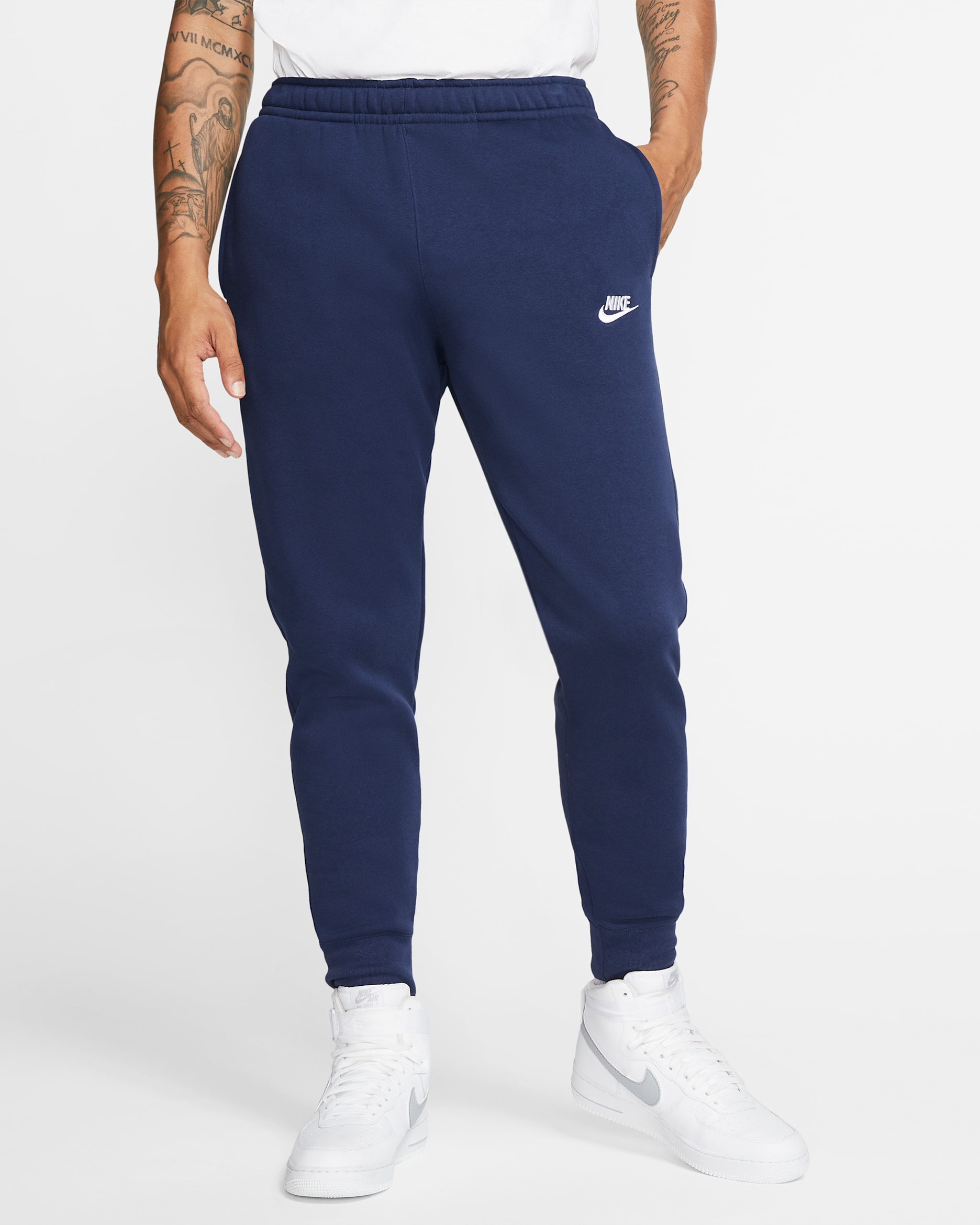 Joggers Nike Sportswear Club Fleece - Azul marino medianoche/Azul marino medianoche/Blanco
