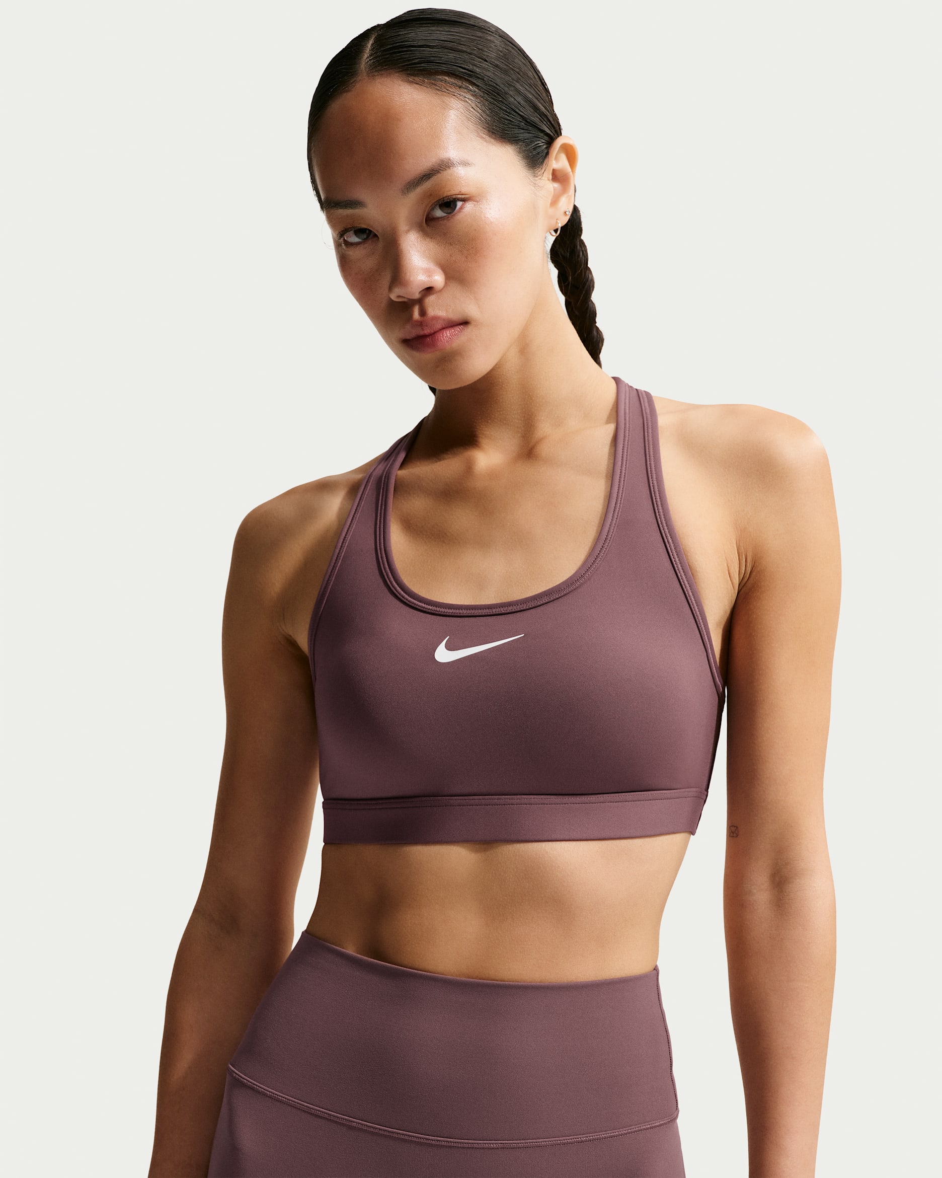 Nike Swoosh Medium-Support Women's Padded Sports Bra - Tattoo/White
