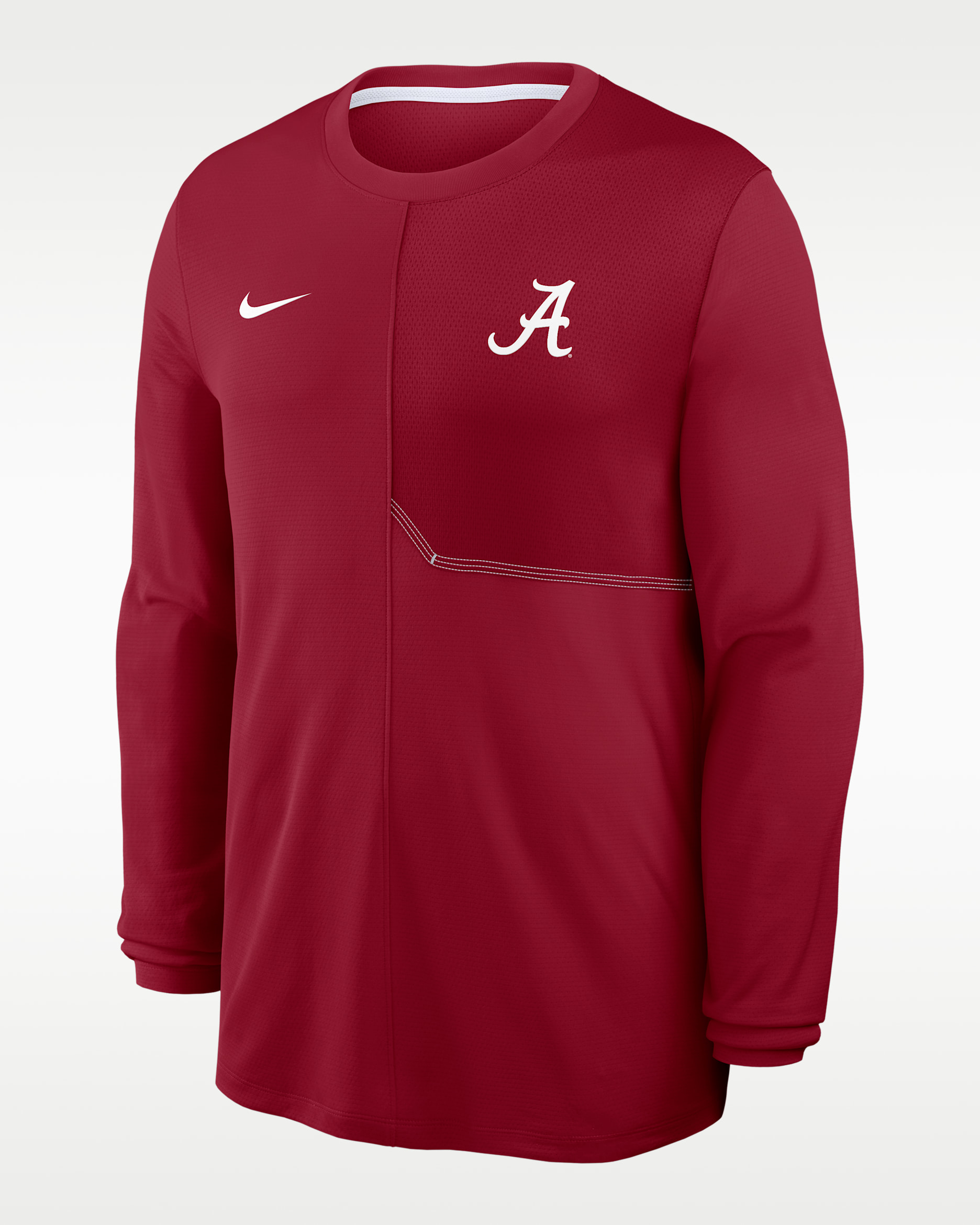 Alabama Sideline Coach Men's Nike Dri-FIT College Long-Sleeve Top - Team Crimson/White