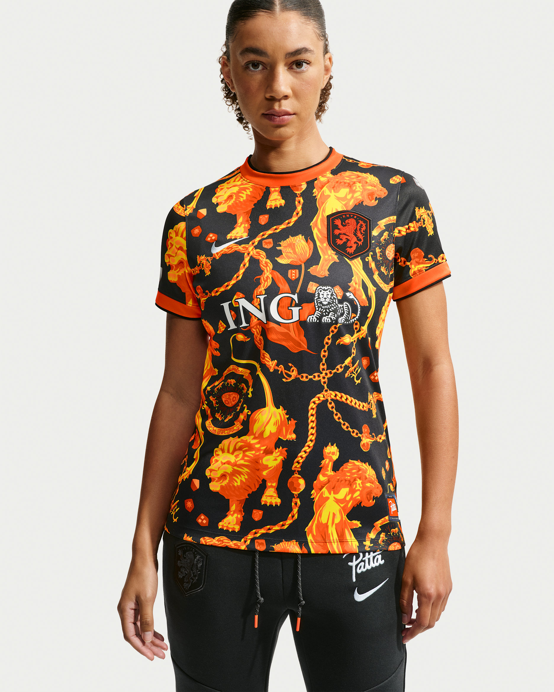 Netherlands x Patta Women's Short-Sleeved Football Top - Black/White
