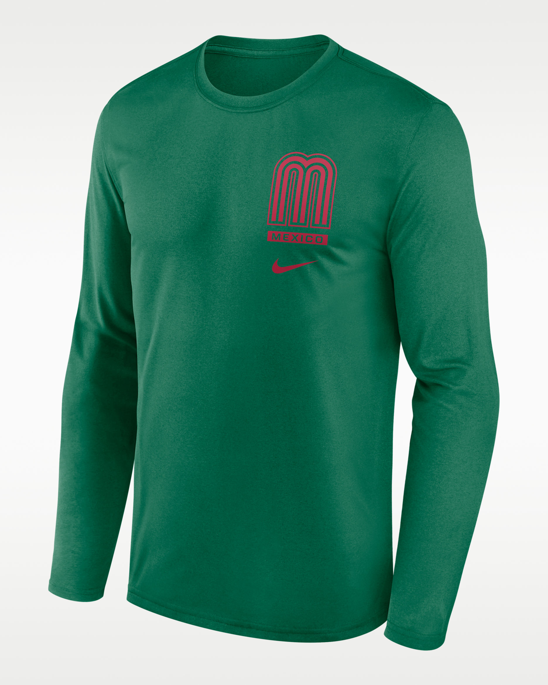 Mexico National Baseball Team 2026 World Baseball Classic 2-Hit Legend Men's Nike Dri-FIT Long-Sleeve T-Shirt - Green