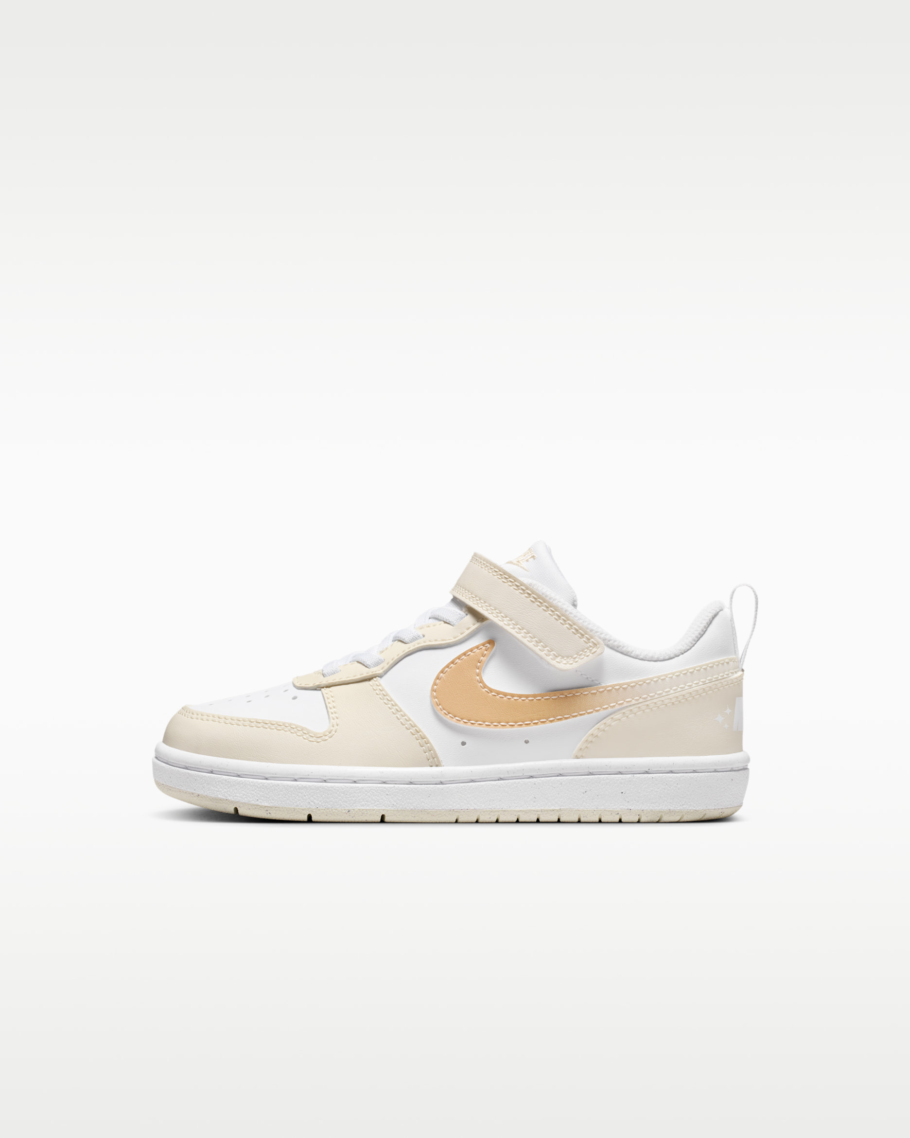 Nike Court Borough Low Younger Kids' Shoes - White/Chalk/White/Shimmer