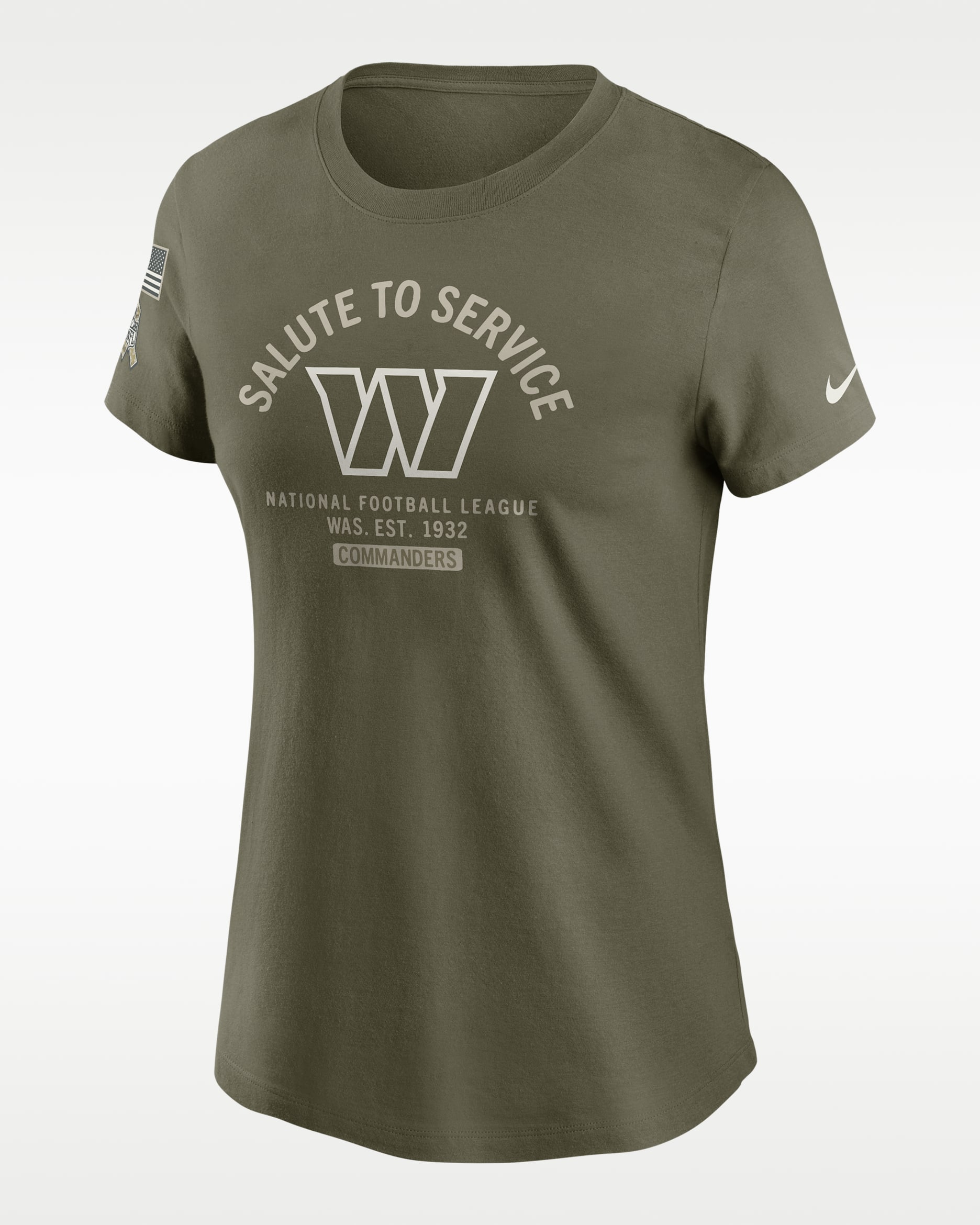 Playera Nike de la NFL para mujer Washington Commanders Salute to Service Sideline - Oliva