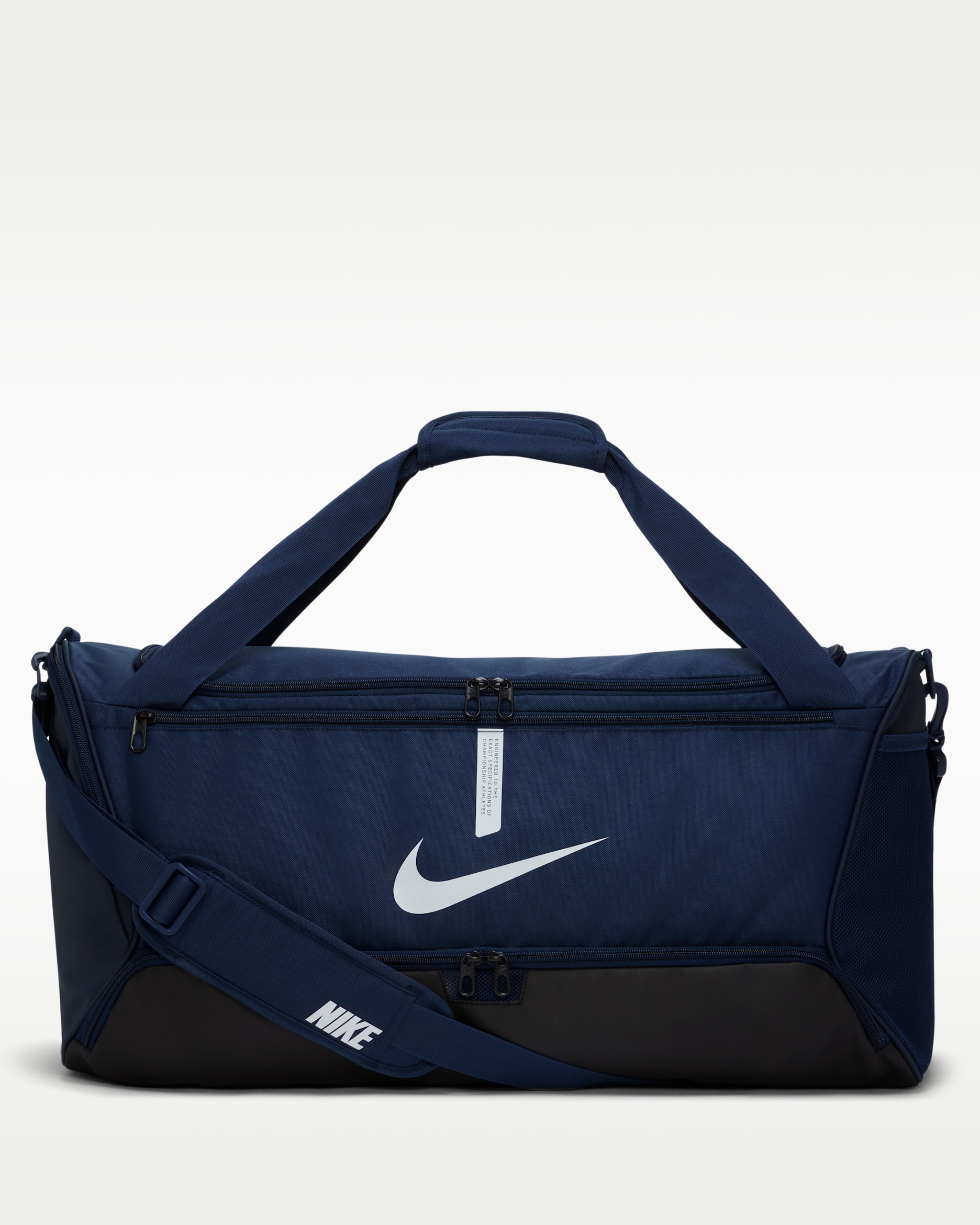 กระเป๋า Duffel ฟุตบอล Nike Academy Team (ขนาดกลาง, 60 ล.) - Midnight Navy/ดำ/ขาว
