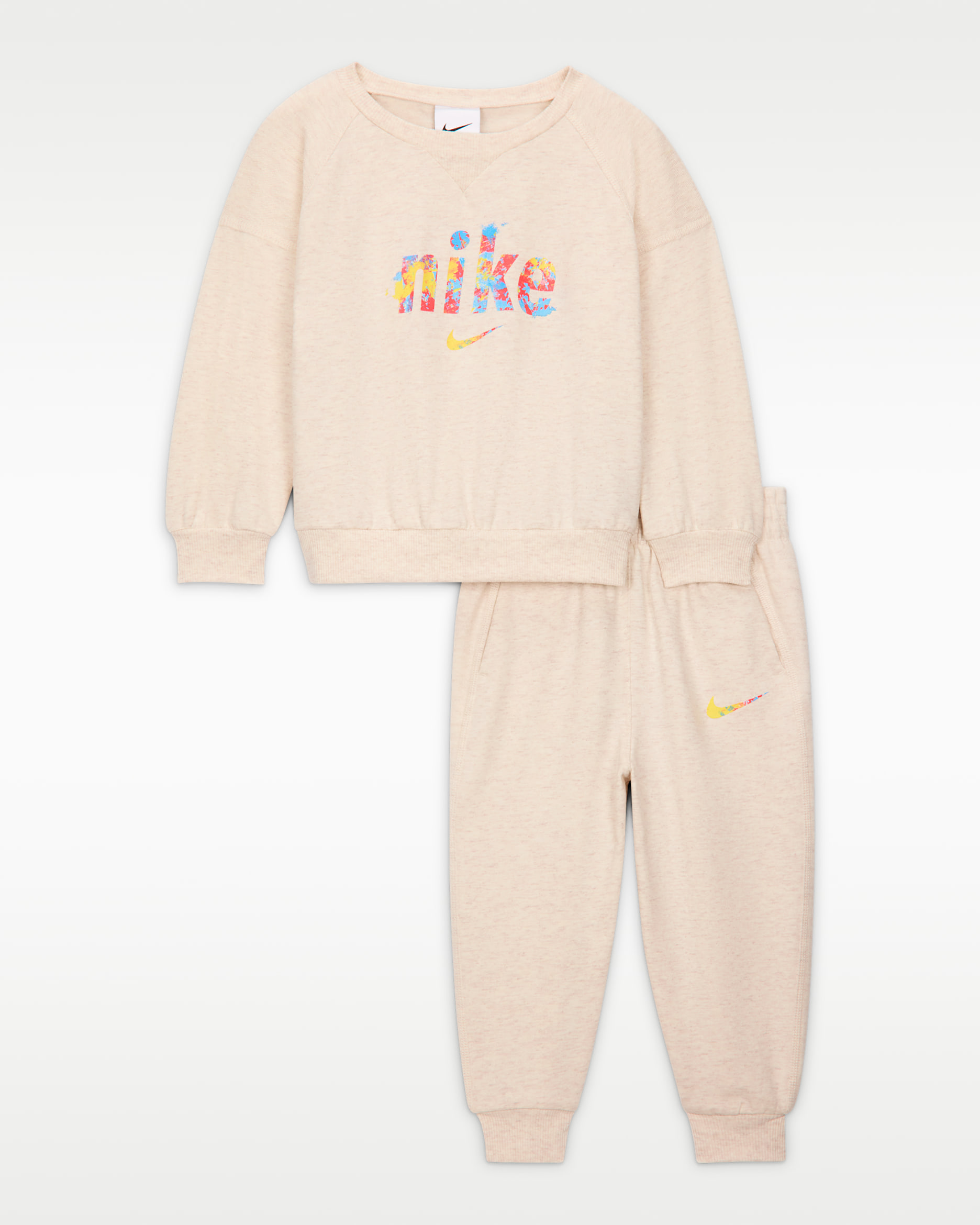 Nike E1D1 Baby (12-24M) French Terry 2-Piece Graphic Crew Set - Pale Ivory