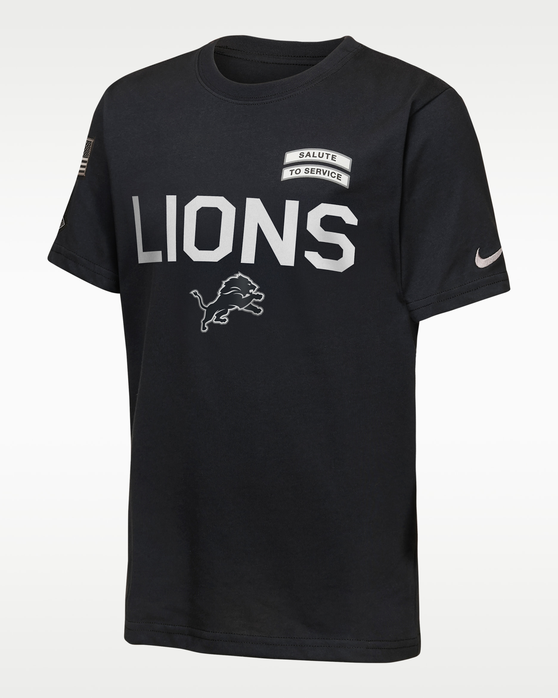 Detroit Lions Salute to Service Sideline Big Kids' Nike Dri-FIT NFL T-Shirt - Black
