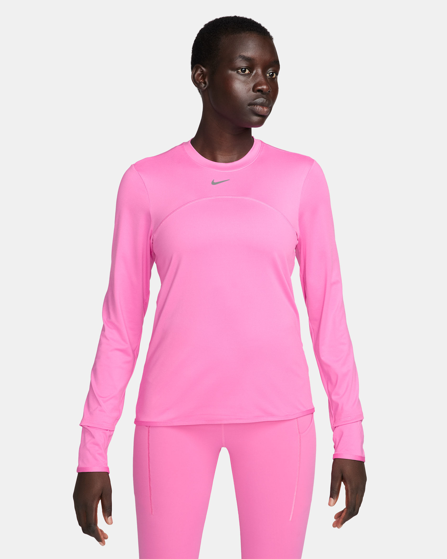 Playera de correr de cuello redondo para mujer Nike Dri-FIT Swift Element UV - Rosa alegre