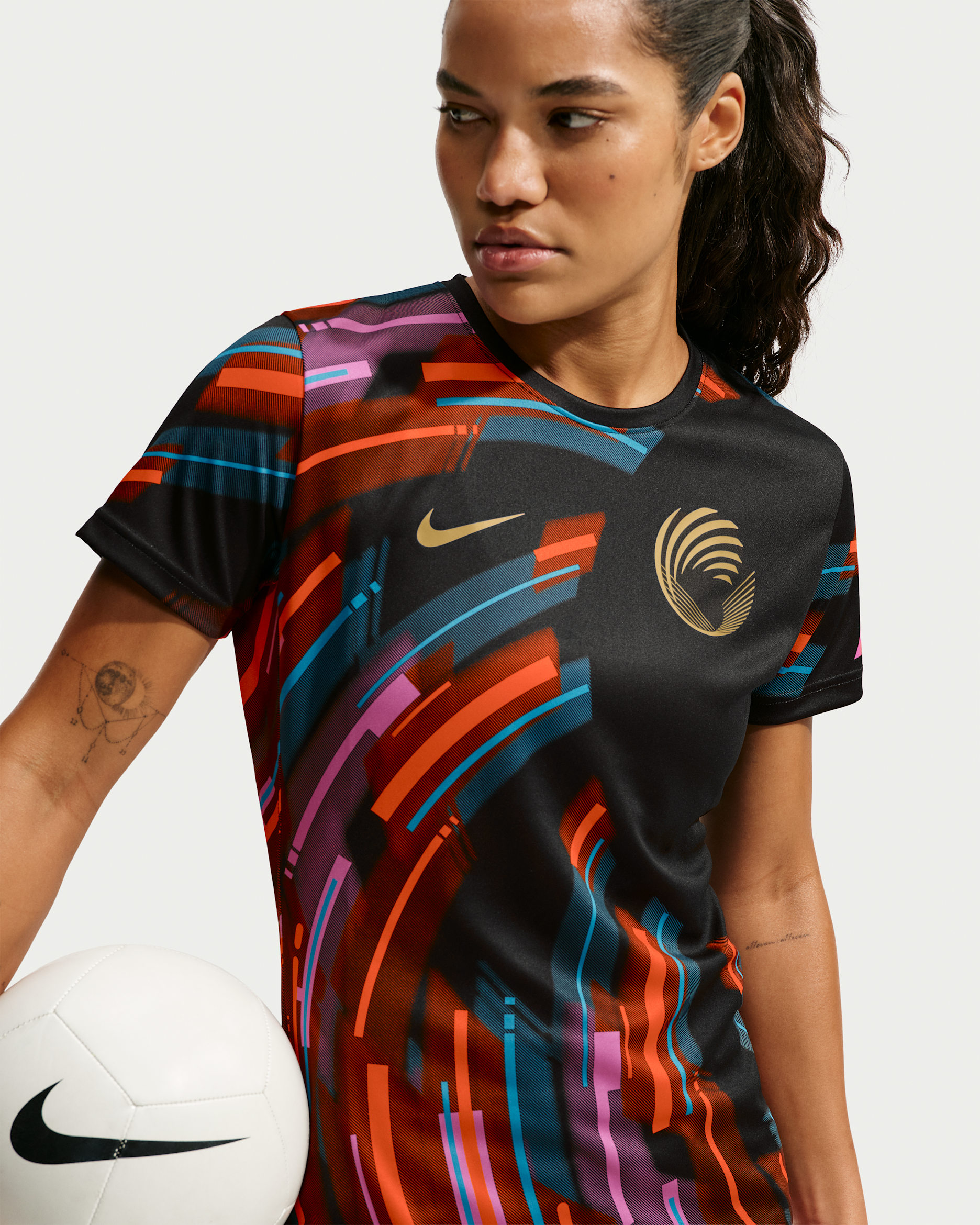 WSL Womens Nike Digital Performance Top Short Sleeve Womens Nike Digital Performance top met korte mouwen voor dames - Zwart/Action Grape/Safety Orange