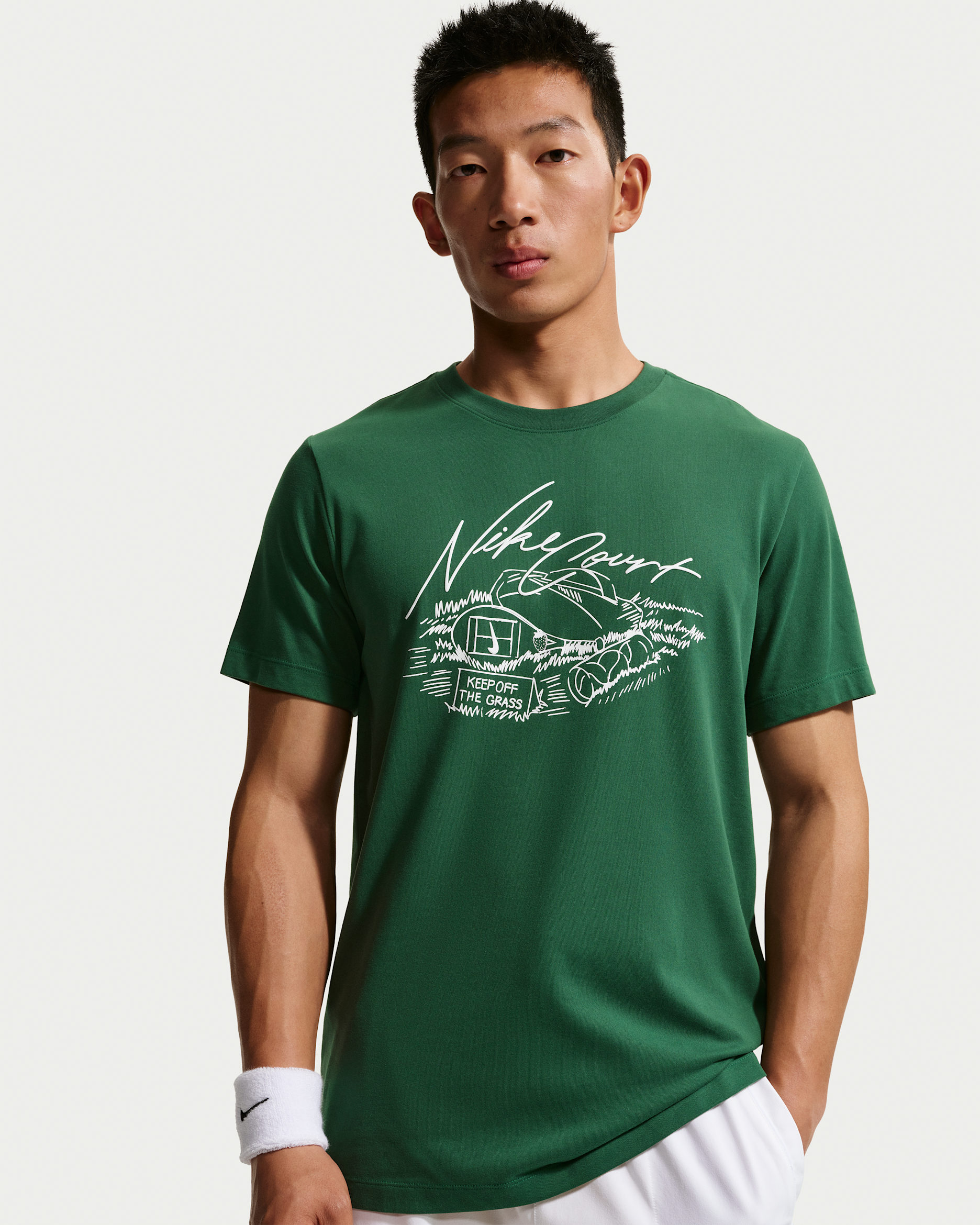 Nike 男款 Dri-FIT 網球 T 恤 - Gorge Green