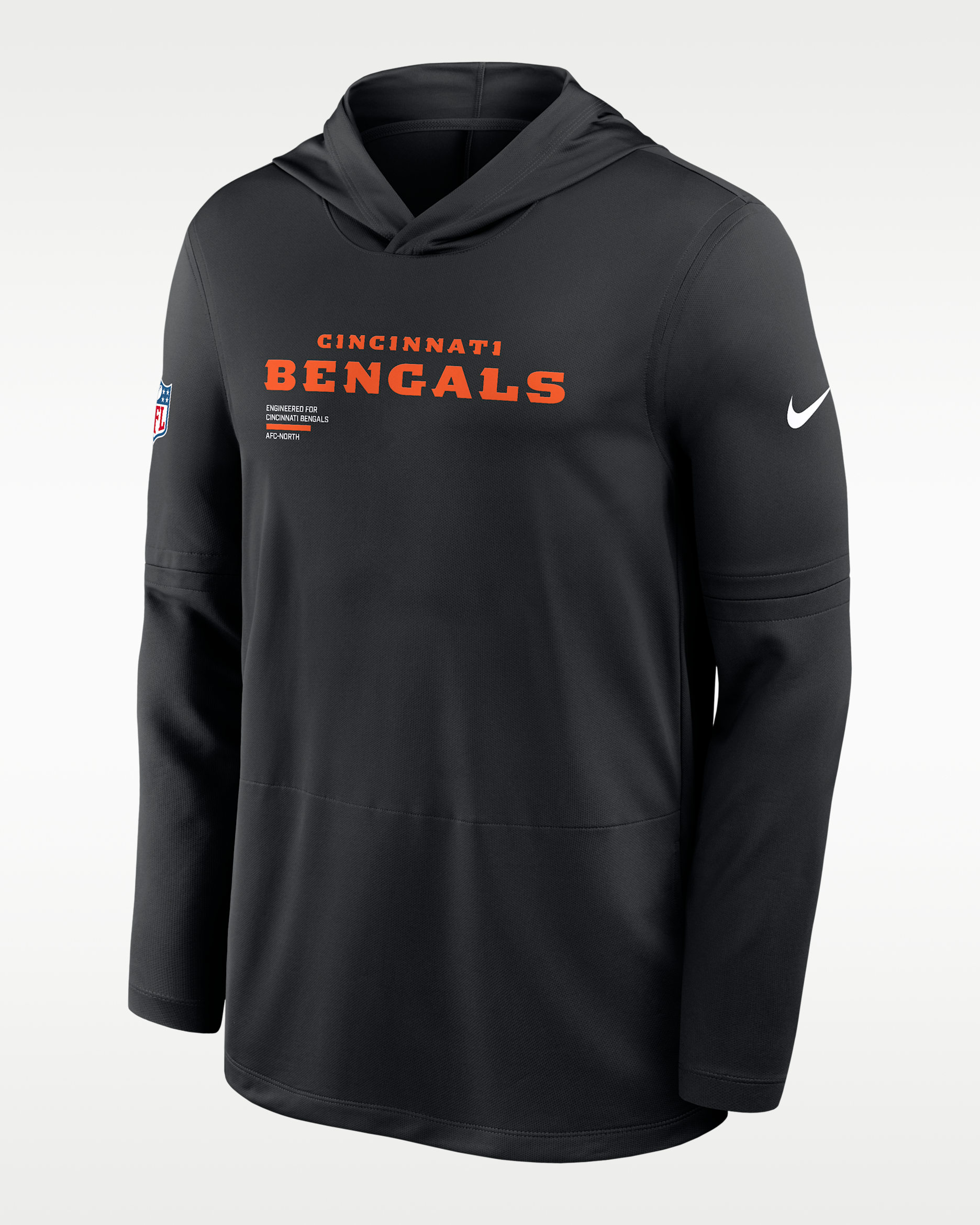 Playera de manga larga Nike Dri-FIT de la NFL con gorro para hombre Cincinnati Bengals Pure Fury Sideline - Negro