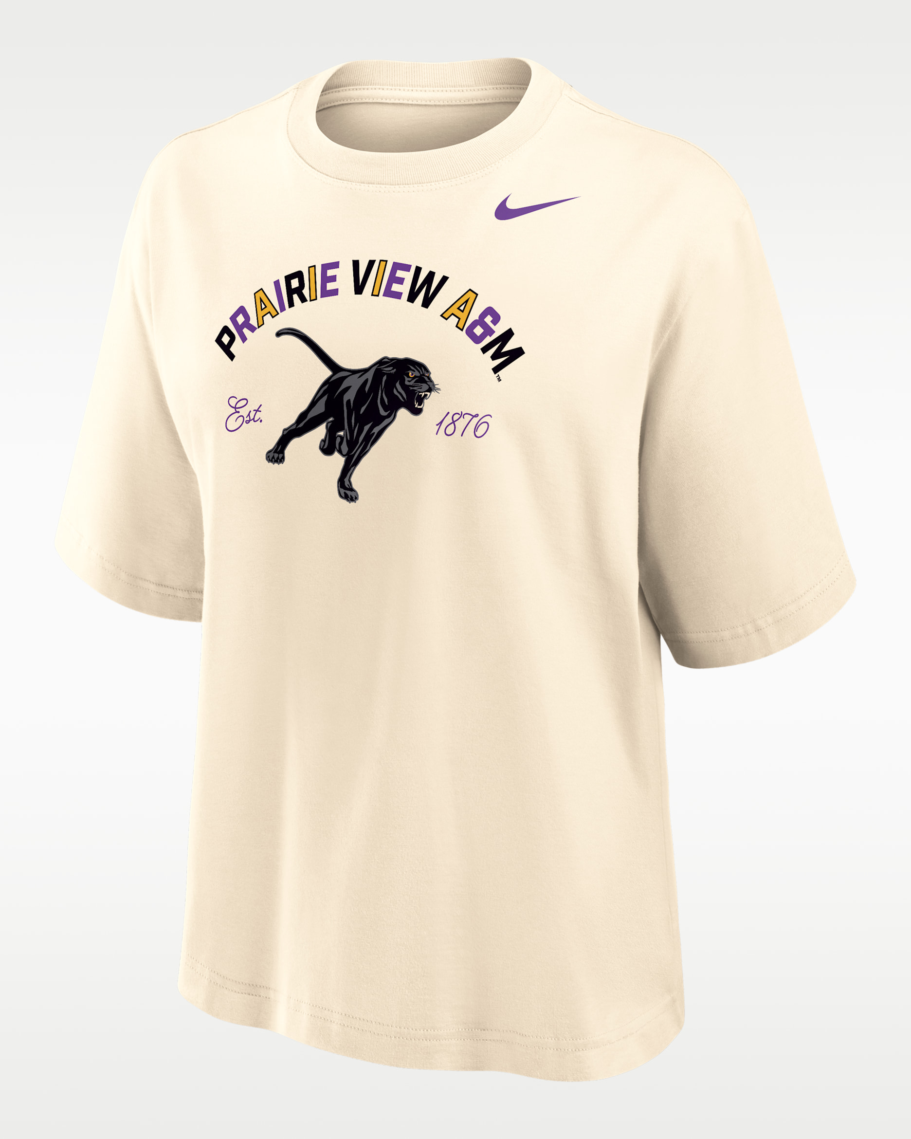 Playera Nike College de algodón de ajuste recto para mujer (Prairie View A&M University) - Natural