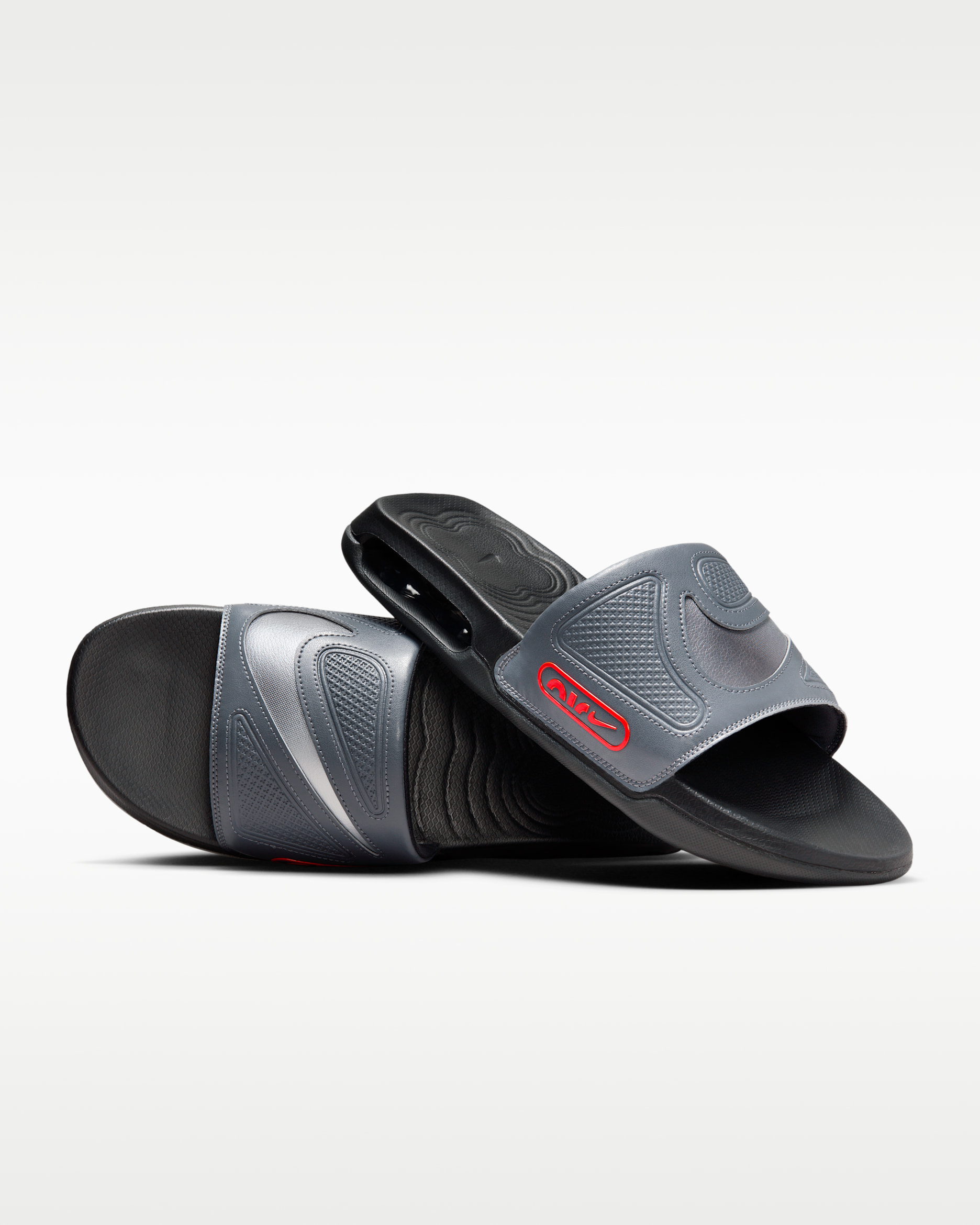 รองเท้าแตะผู้ชาย Nike Air Max Cirro - Dark Smoke Grey/Picante Red/ดำ/Metallic Dark Grey