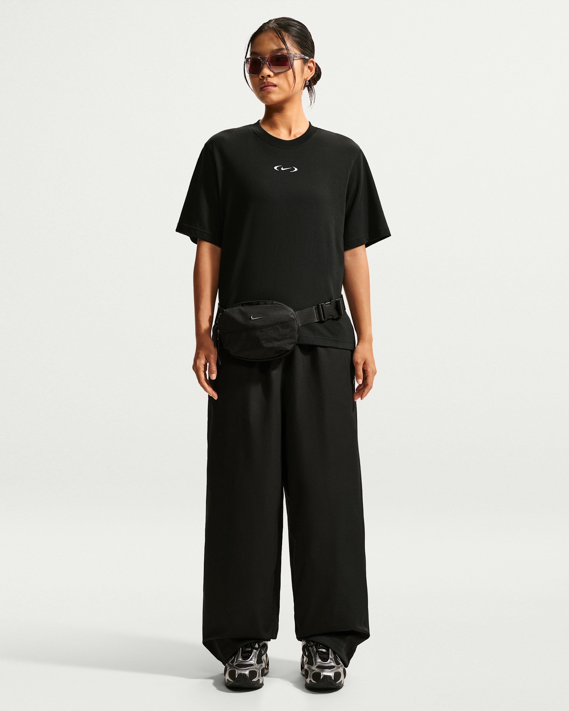 Nike Sportswear Women's Loose High-Waisted Track Pants - Black/Black/White