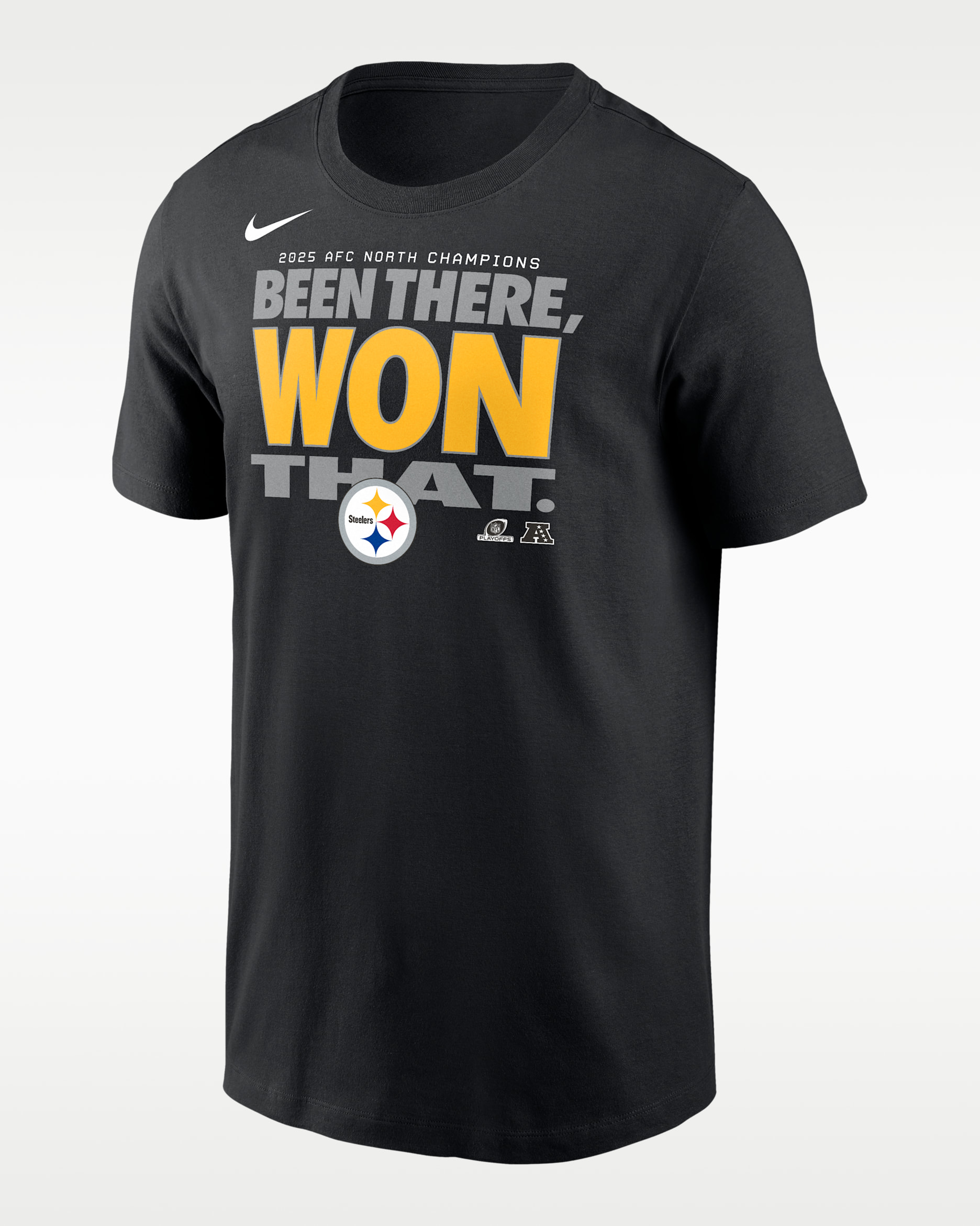 Pittsburgh Steelers 2025 AFC North Champions Trophy Collection Men's Nike NFL T-Shirt - Black