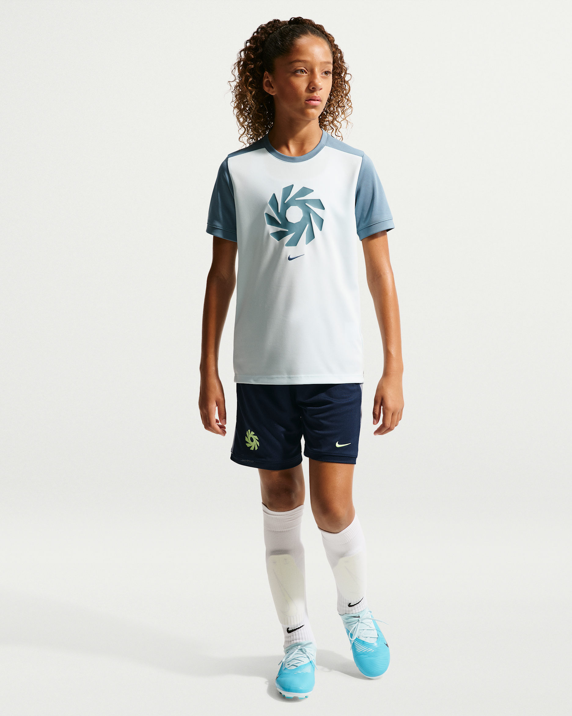 Shorts da calcio Nike Dri-FIT Erling Haaland Academy – Ragazzo/a - Blue Eclipse/Ashen Slate/Barely Volt