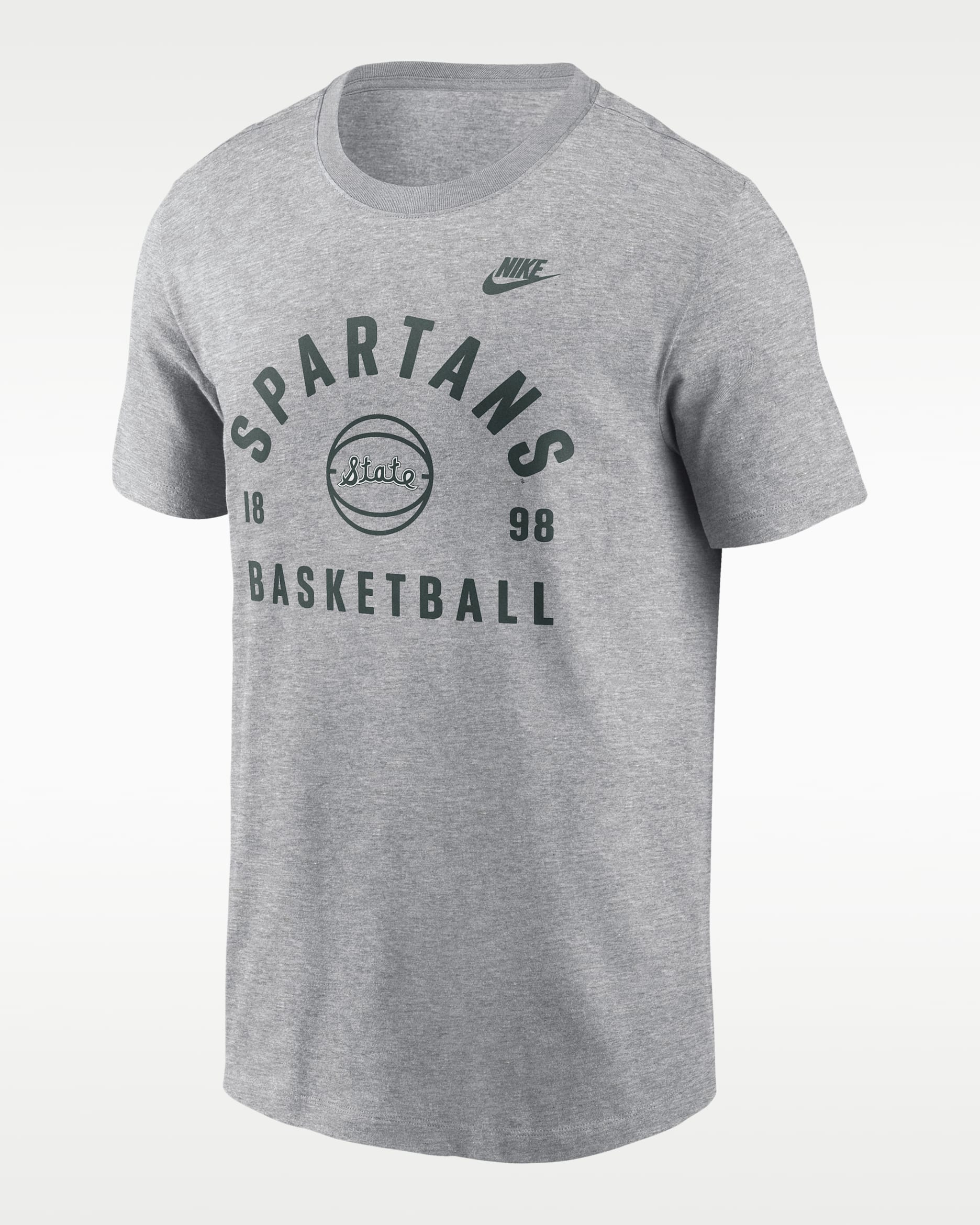 Playera universitaria Nike para hombre Michigan State Legacy Basketball Arch - Gris