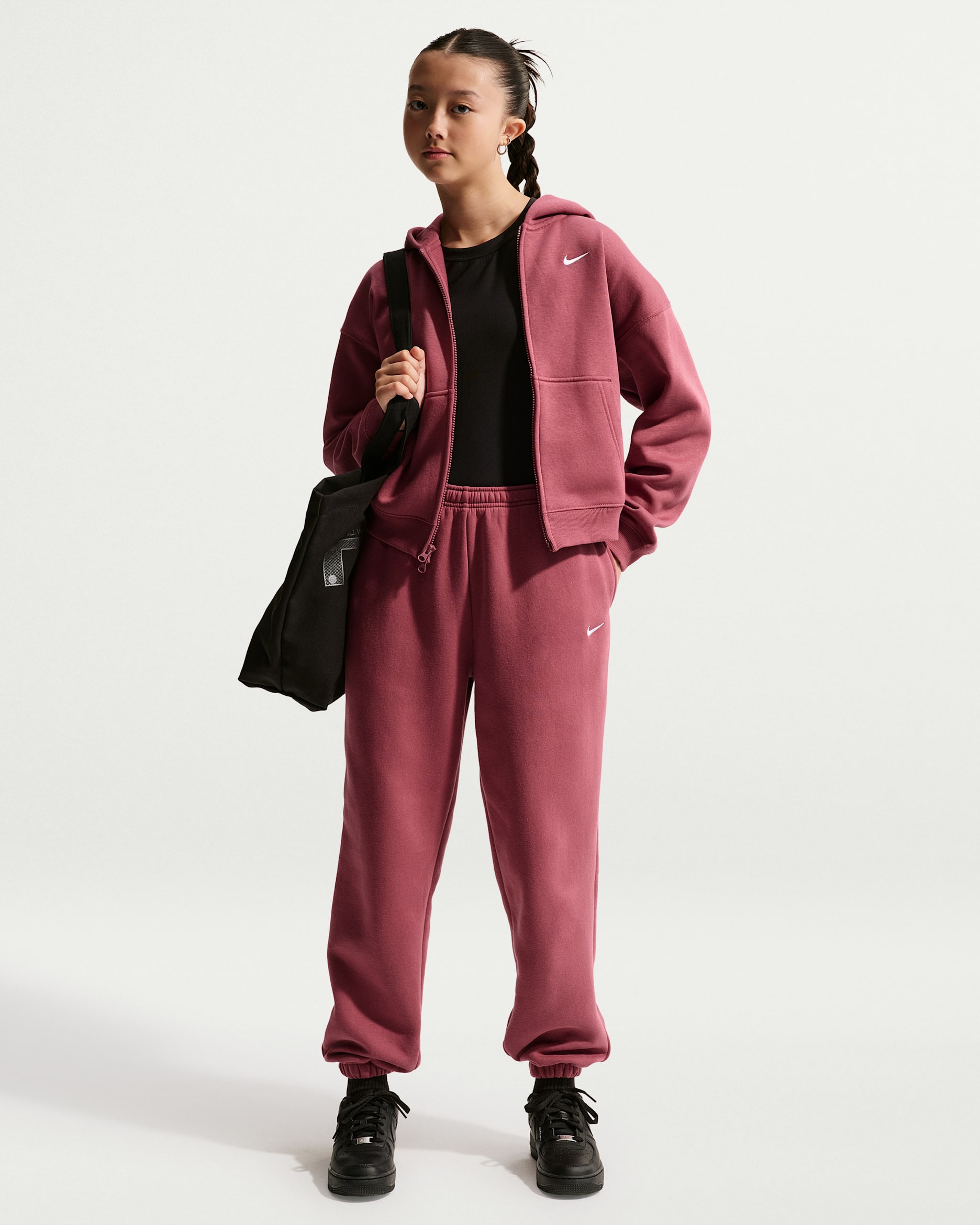 Nike Sportswear Studio Fleece Girls' Loose Pants - Pink Smoke/White