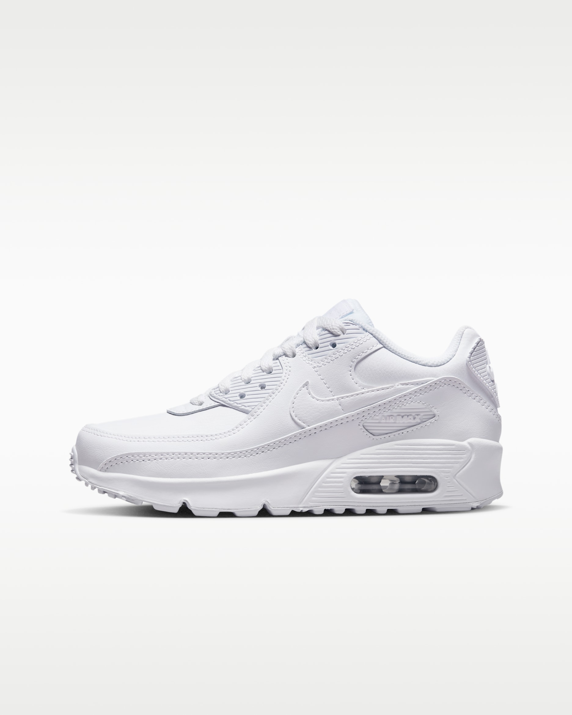 Tenis para niños grandes Nike Air Max 90 LTR - Blanco/Plata metalizado/Blanco/Blanco