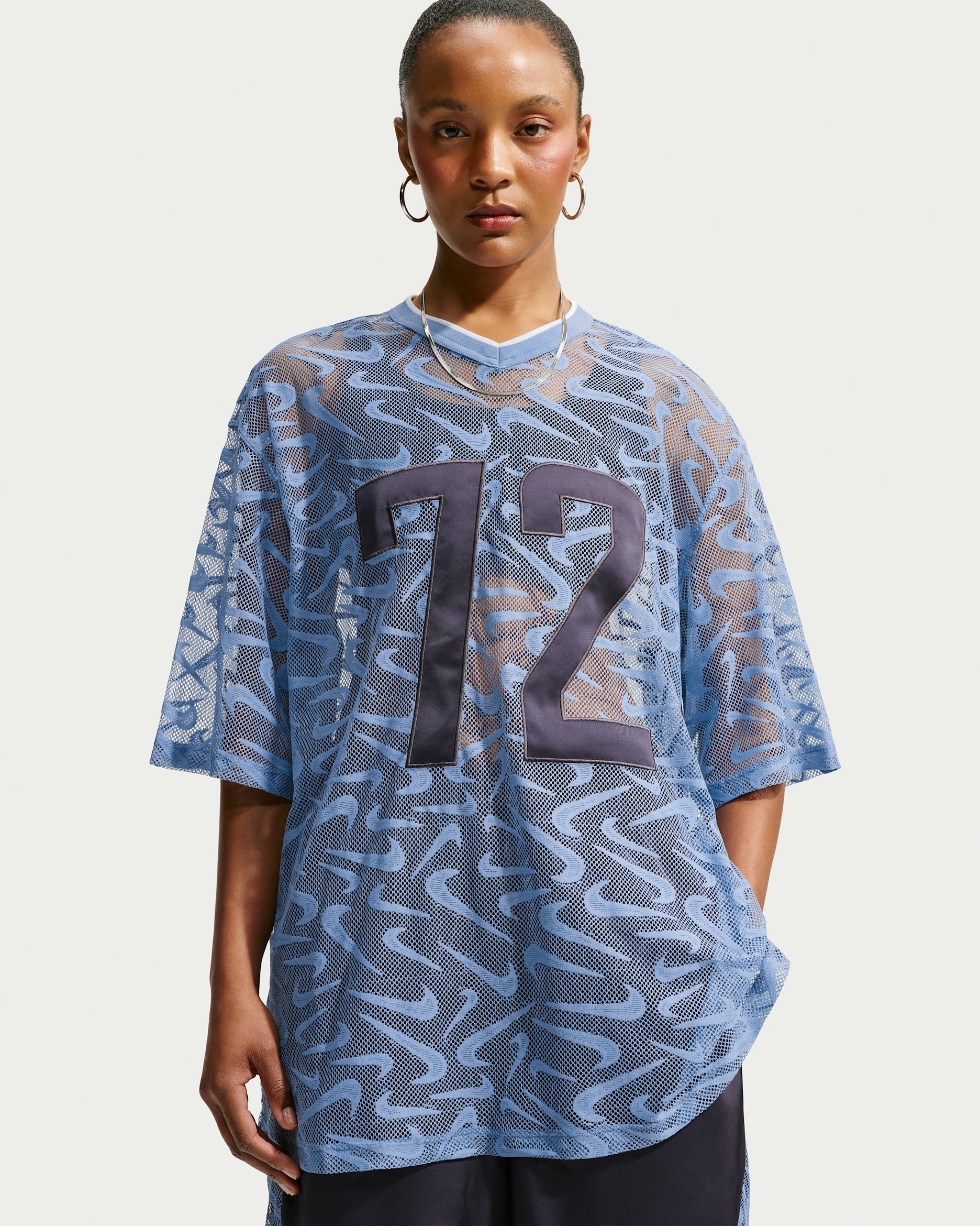 Maillot oversize Nike Sportswear Chill Lace pour femme - Work Blue/Gridiron/Blanc
