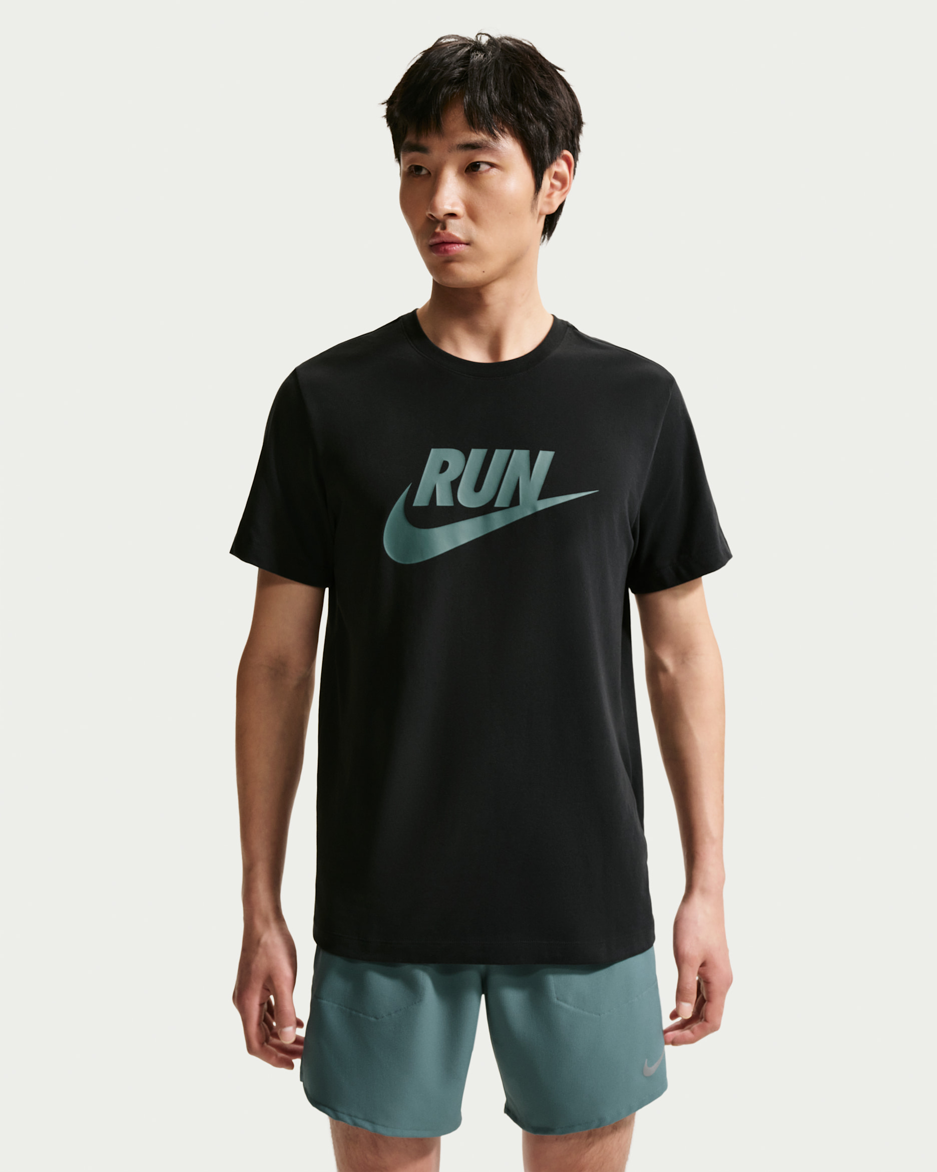 Nike Men's Dri-FIT Running T-Shirt - Black/Mineral Slate