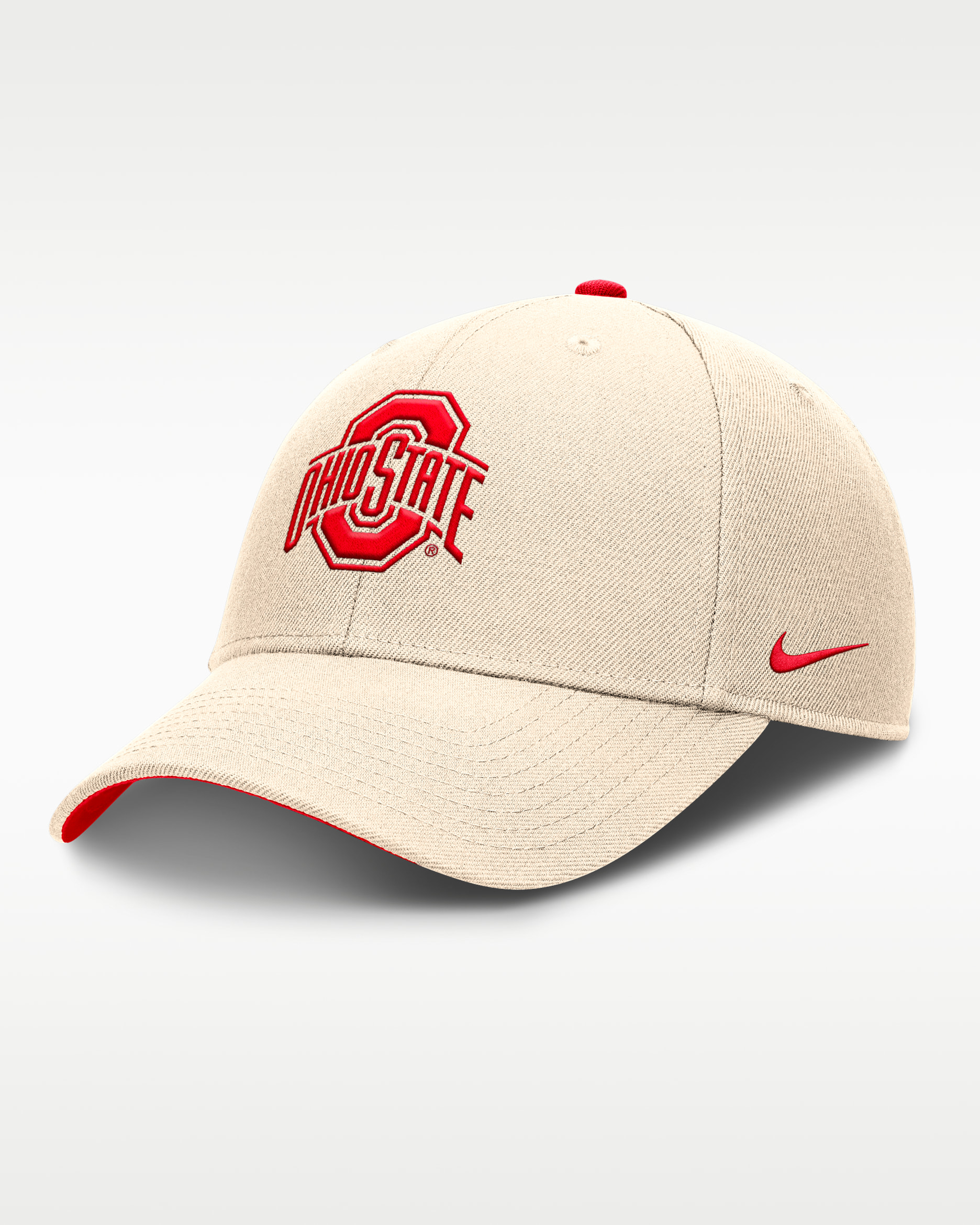 Ohio State Primetime Rise Men's Nike Dri-FIT College Trucker Adjustable Hat - Natural