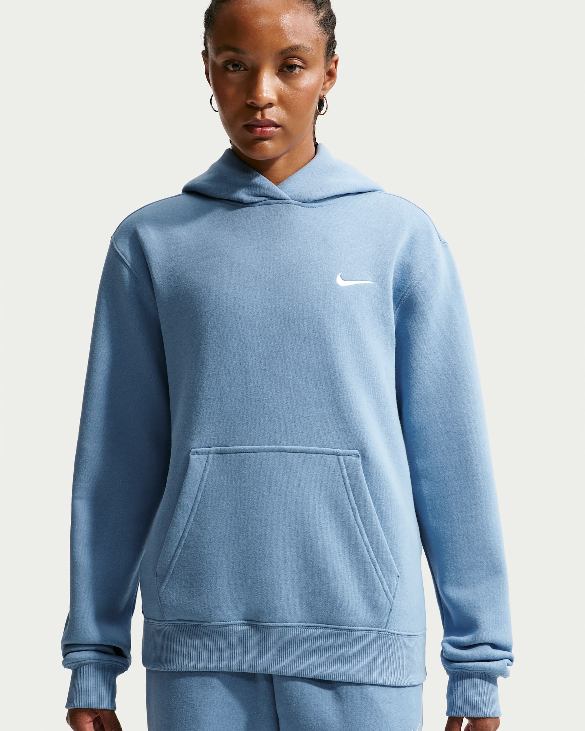 Nike Studio Fleece Medium Weight Women's Pullover Hoodie - Work Blue/Sail