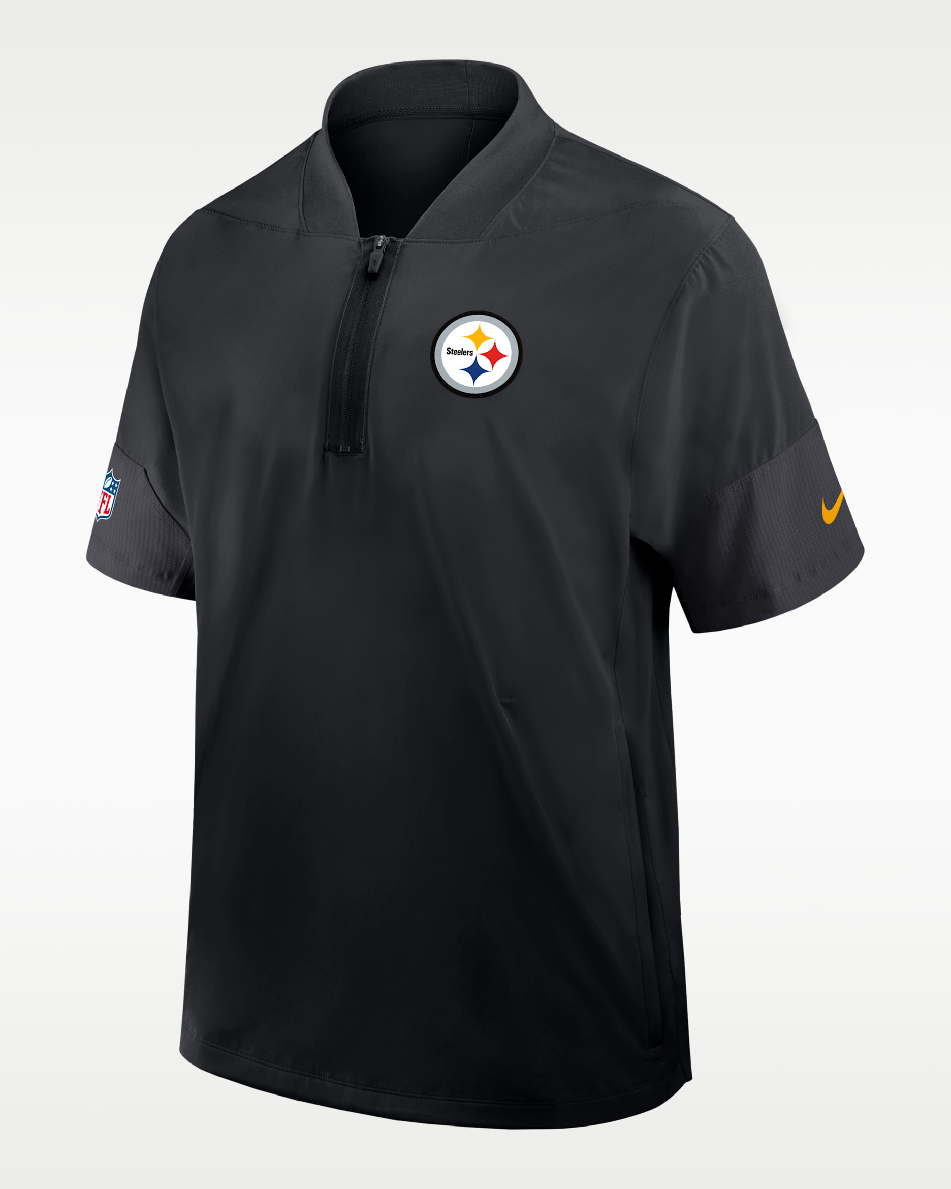 Pittsburgh Steelers Sideline Coach Men's Nike NFL 1/2-Zip Short-Sleeve Jacket - Black