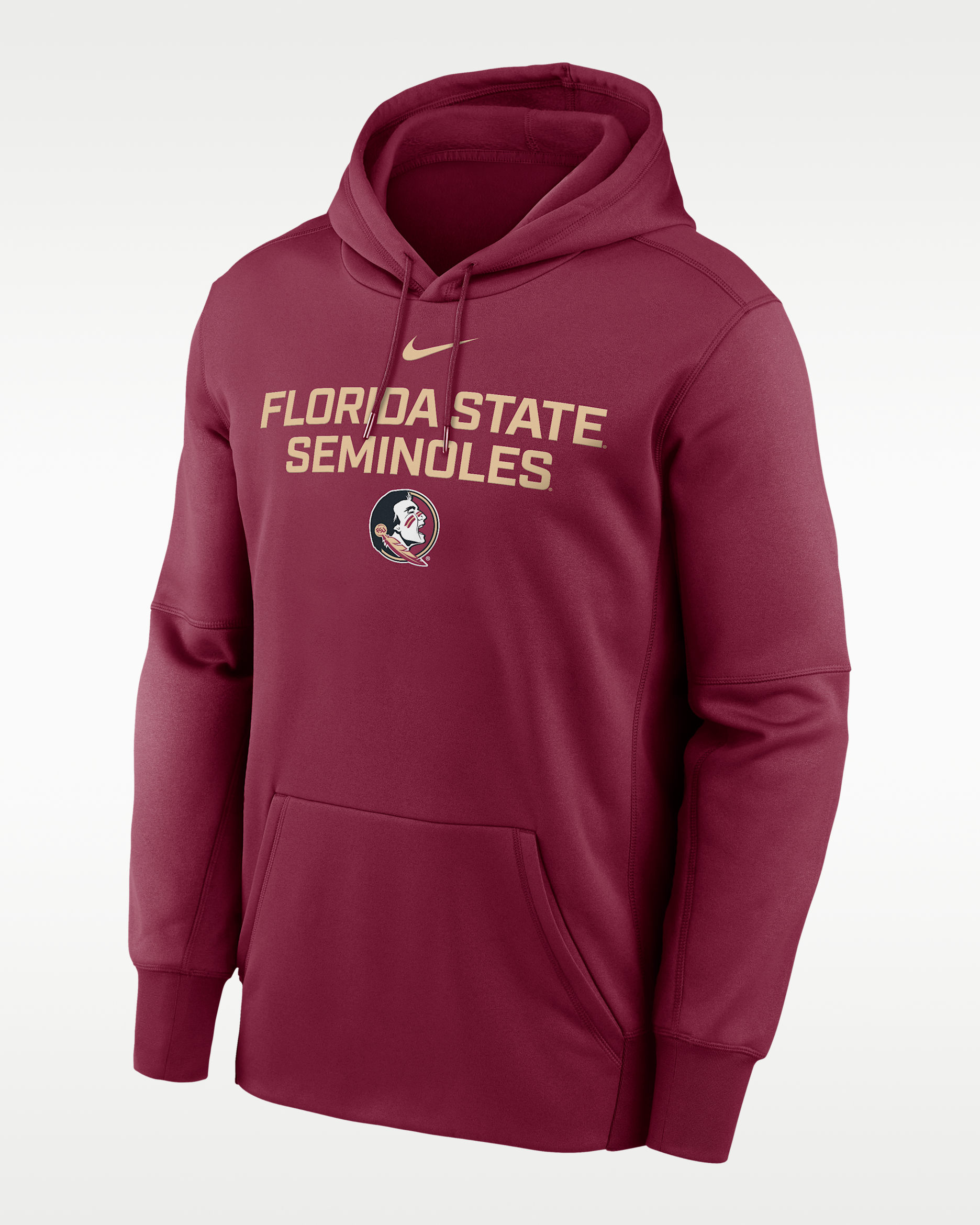 Florida State Team Stacked Men’s Nike Therma College Pullover Hoodie - Garnet