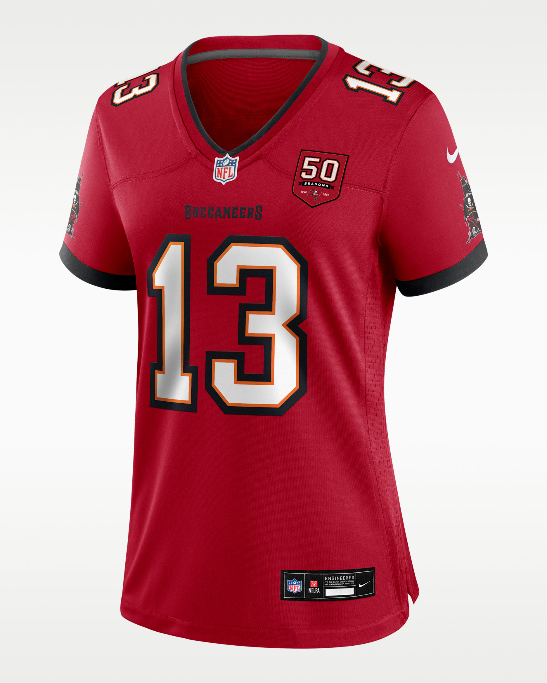 Jersey Nike de la NFL Game para mujer Mike Evans Tampa Bay Buccaneers 50th Anniversary - Rojo