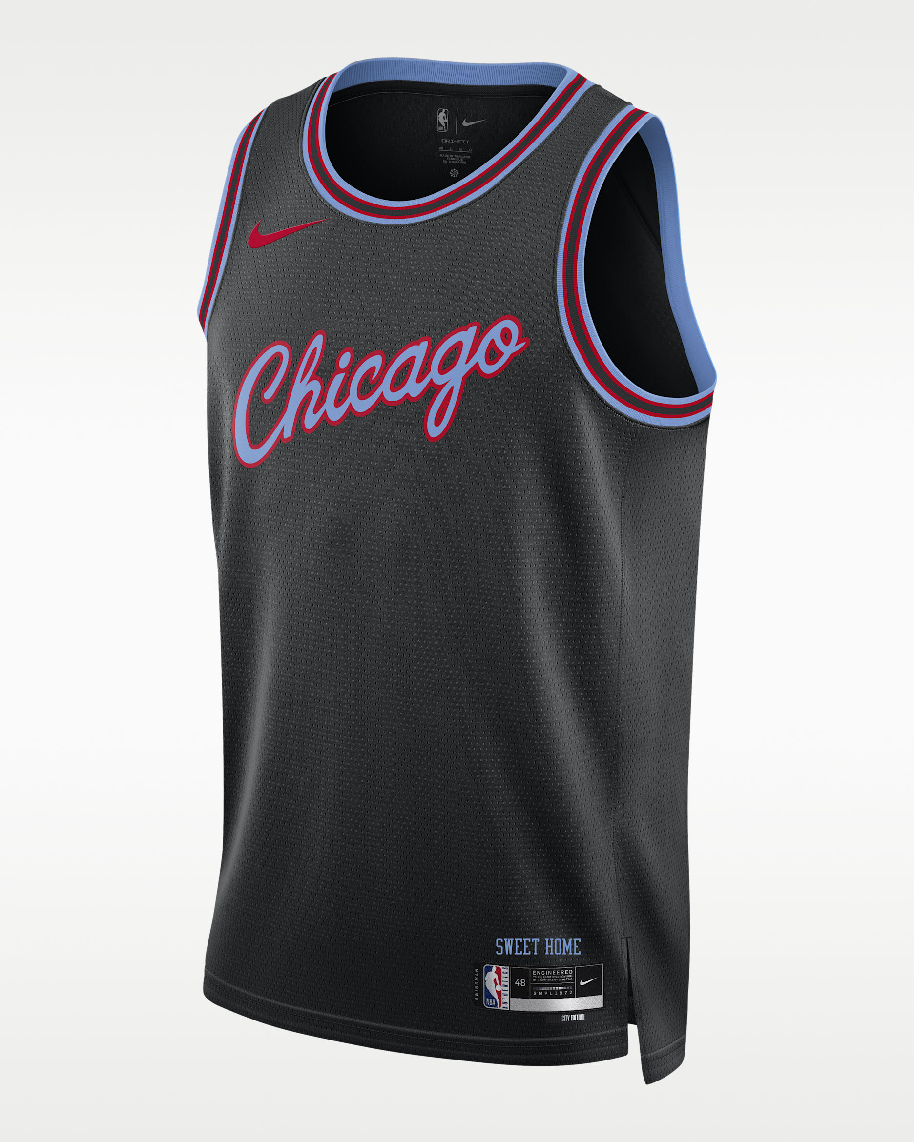 Jersey Nike Dri-FIT de la NBA Swingman para hombre Chicago Bulls City Edition - Negro/Rojo universitario