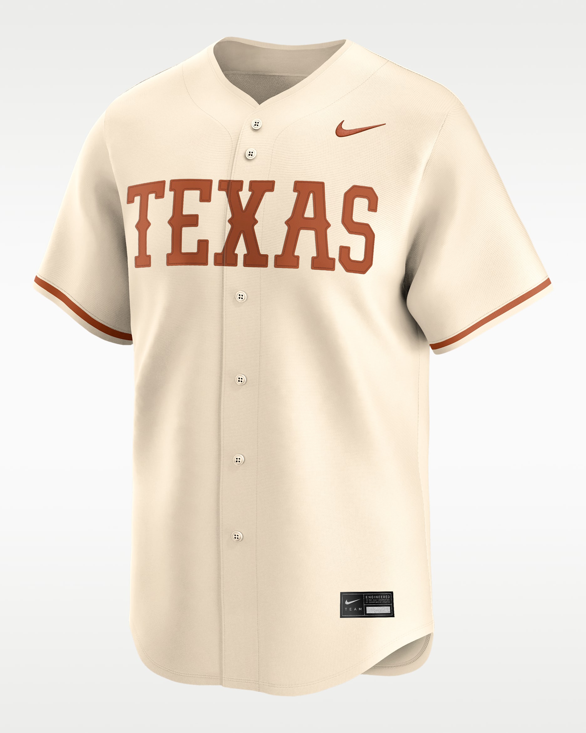 Texas Wordmark Men's Nike College Limited Baseball Jersey - Natural