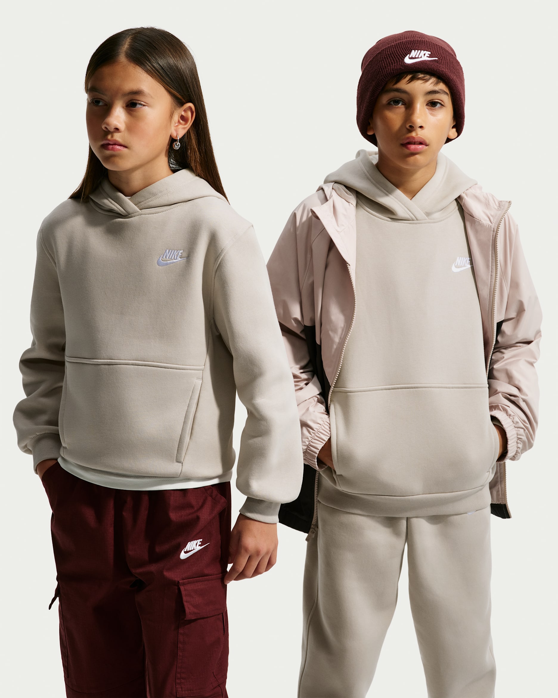 Sweat à capuche Nike Sportswear Club Fleece pour ado - Moon Particle/Blanc
