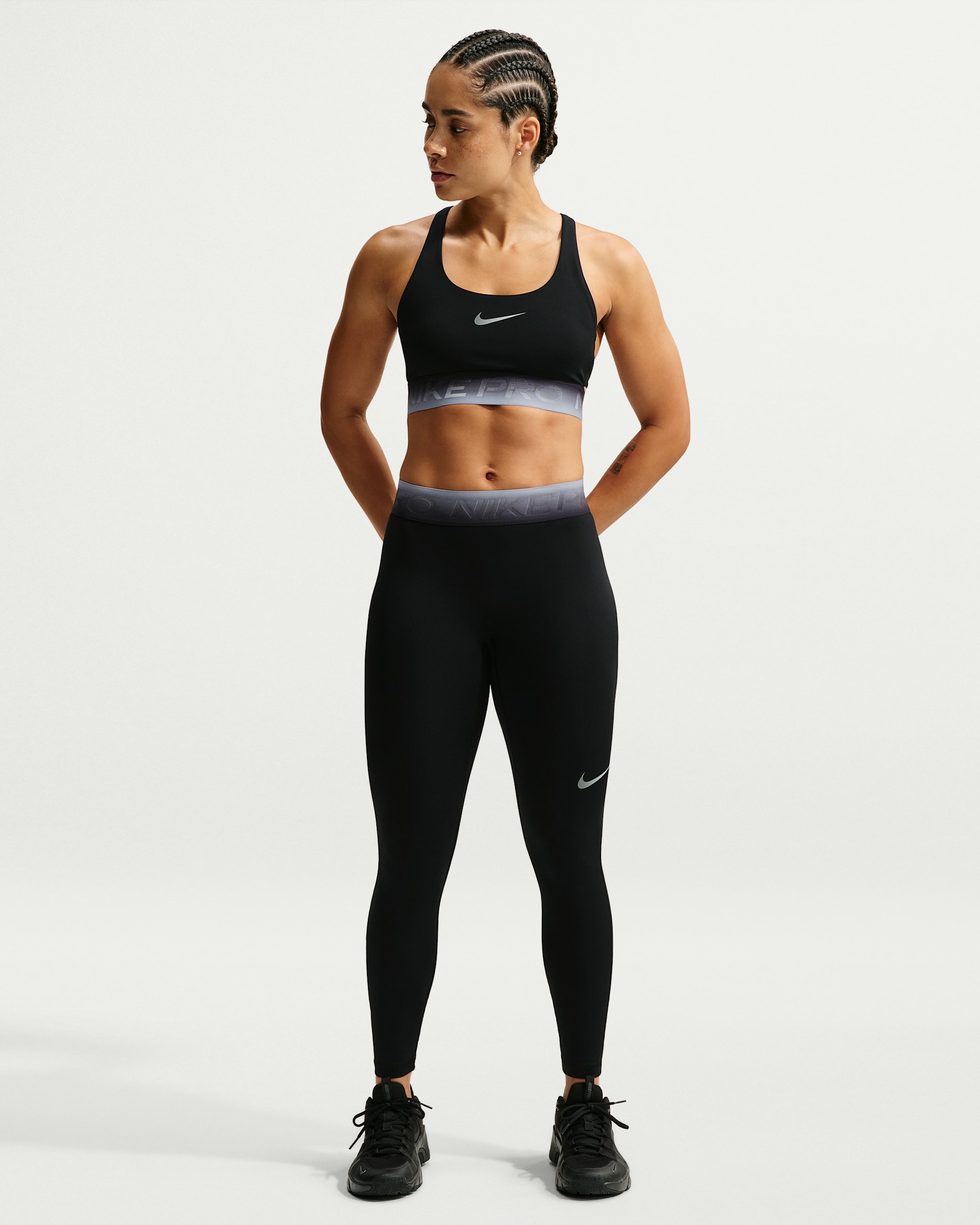 Nike Pro Women's Mid-Rise 7/8 Leggings - Black/Ghost