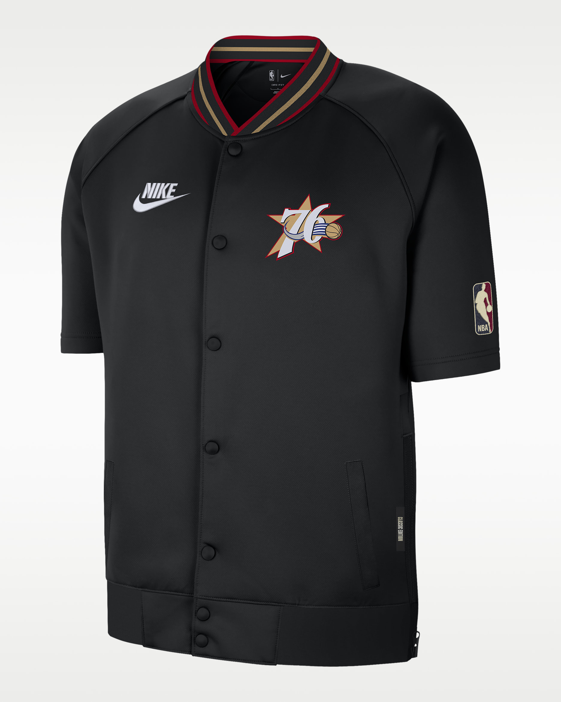 Philadelphia 76ers Hardwood Classics Men's Nike Dri-FIT NBA Short-Sleeve Jacket - Black