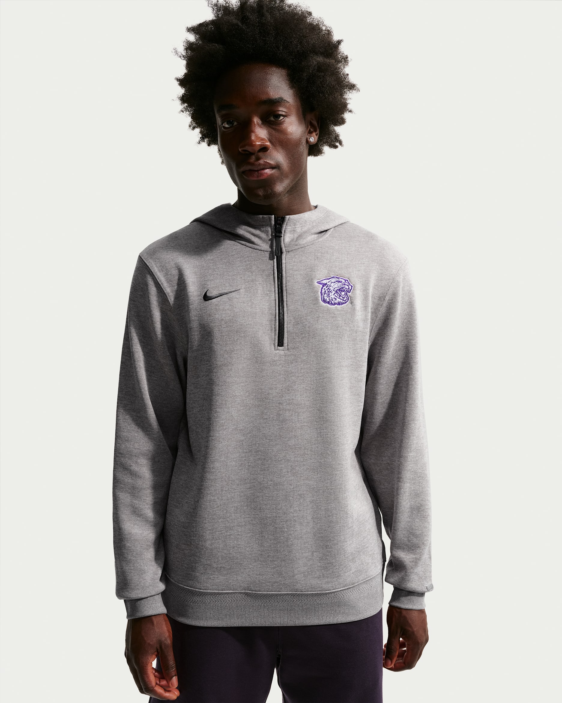Kansas State Wildcats Nike NCAA Men's Basketball Coaches' Pullover Hoodie - Medium Grey