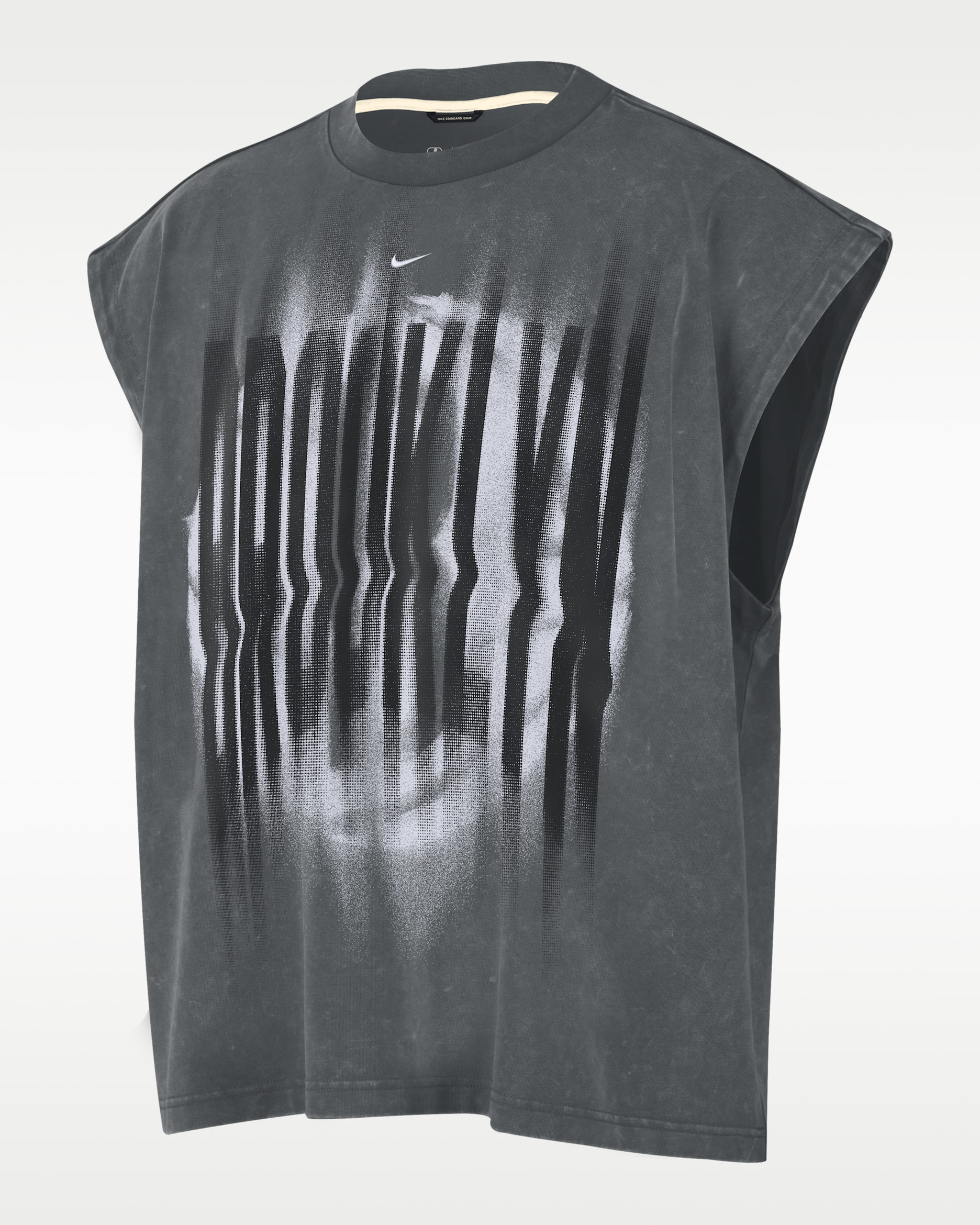 Camiseta de básquetbol sin mangas para hombre Brooklyn Nets Standard Issue - Gris hierro/Blanco