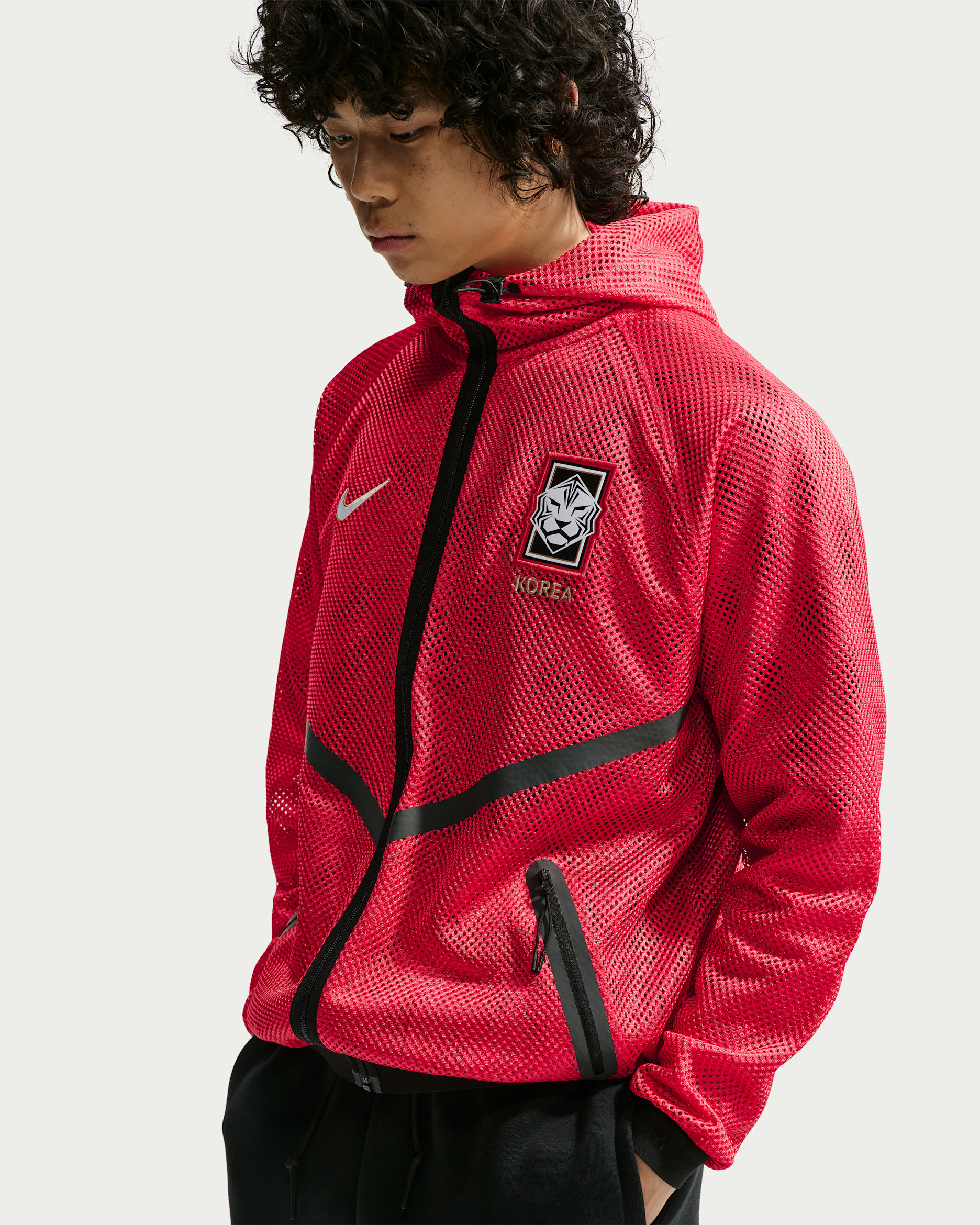 Korea Men's Nike Dri-FIT Soccer Anthem Jacket - Fire Red/Global Red/Black/White