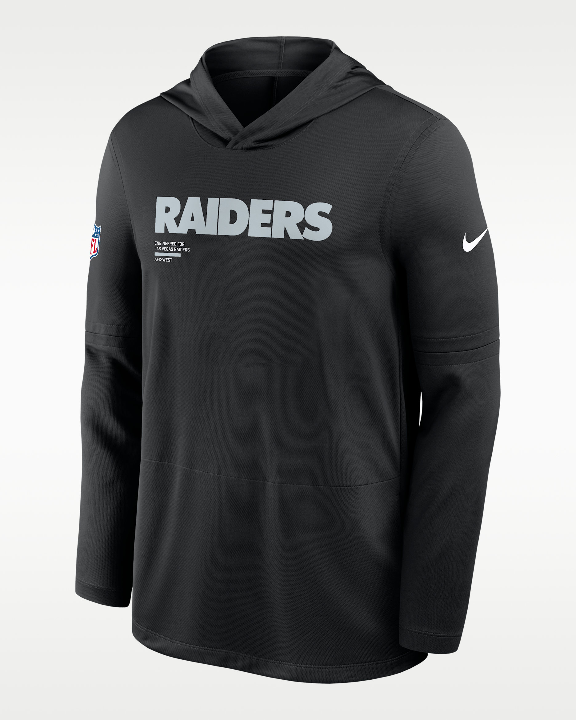 Playera de manga larga Nike Dri-FIT de la NFL con gorro para hombre Las Vegas Raiders Pure Fury Sideline - Negro