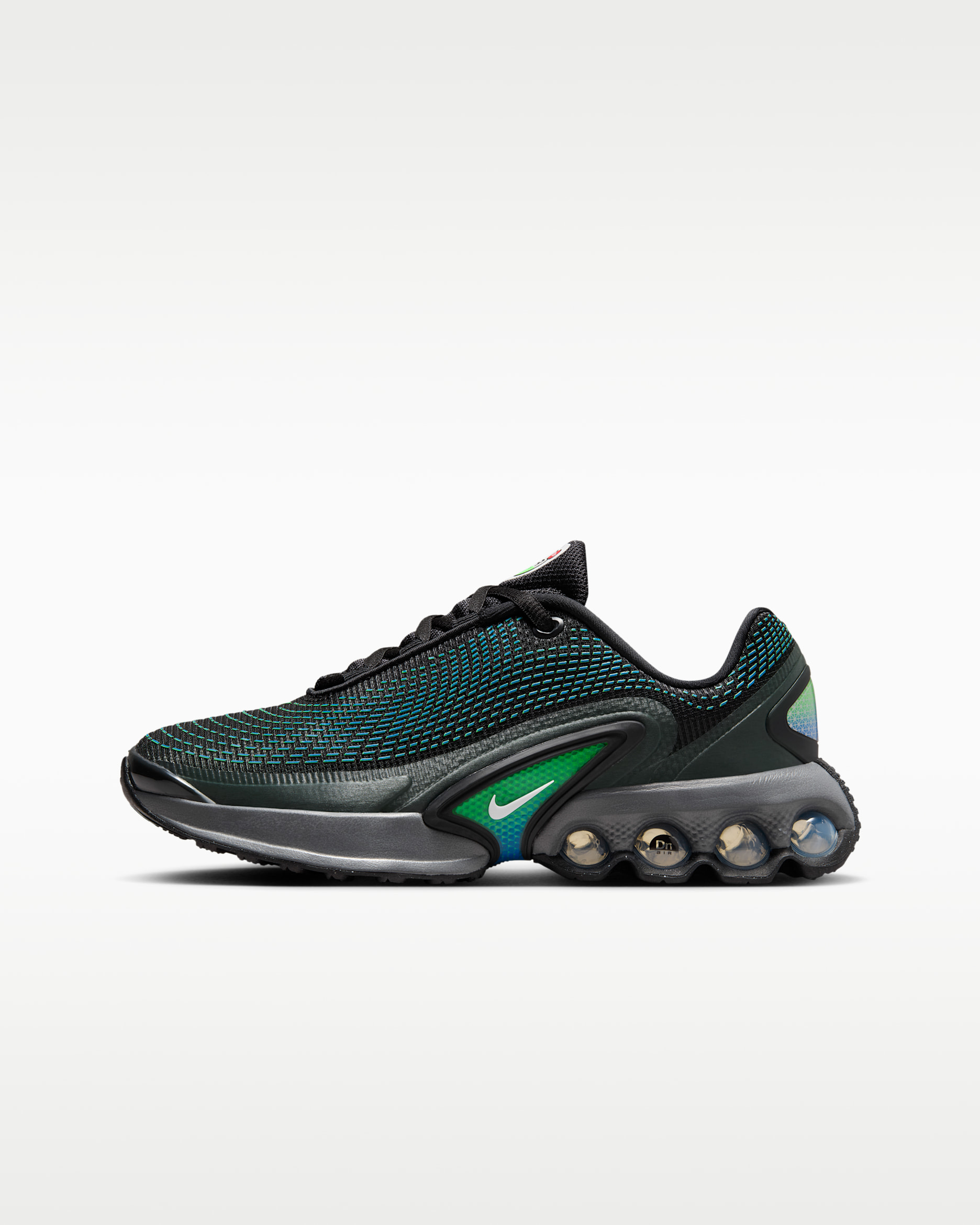 Tenis para niños grandes Nike Air Max Dn - Negro/Hipercobalto/Verde rabioso/Blanco