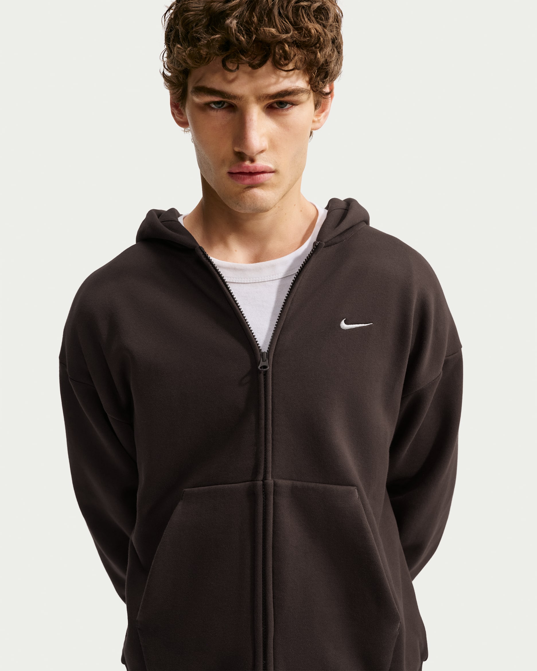 Nike Solo Fleece Men's Full-Zip Hoodie - Velvet Brown/Sail