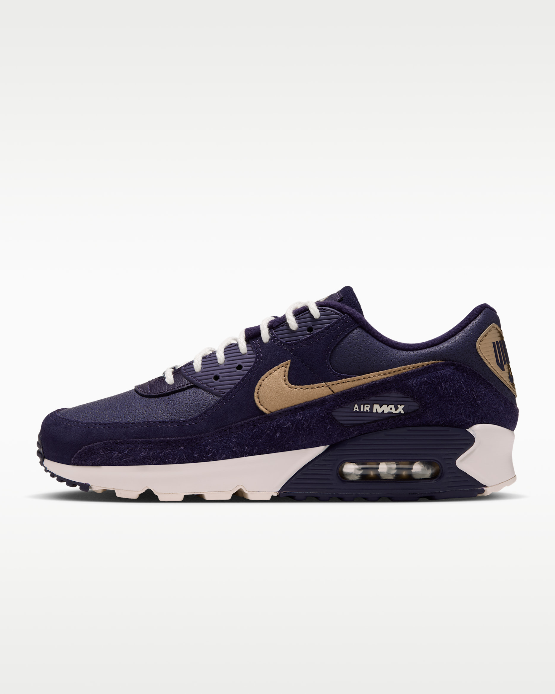 Nike Air Max 90 (Minnesota Vikings) Men's NFL Shoes - Purple Dynasty/Pale Ivory/Metallic Gold