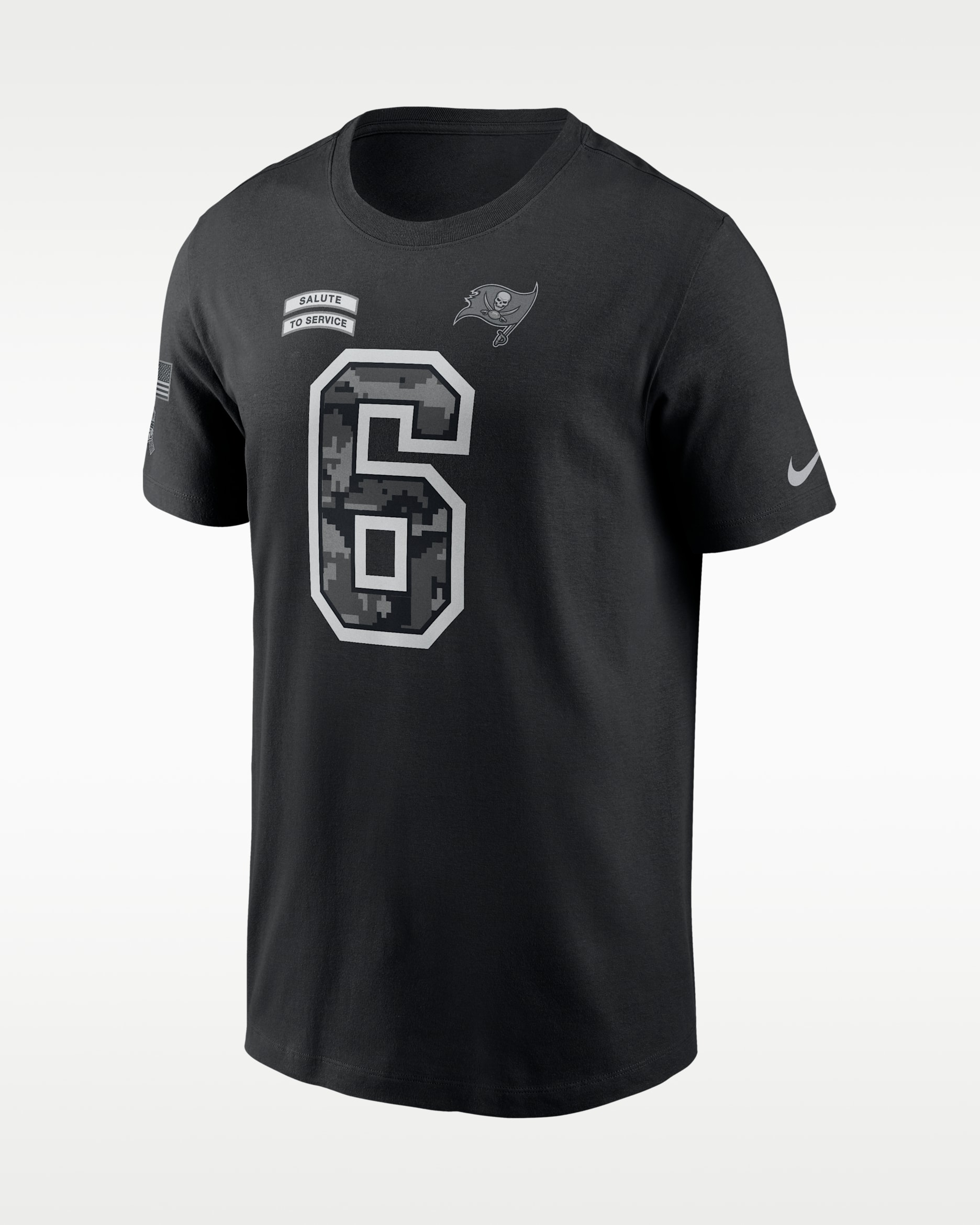 Playera Nike de la NFL para hombre Baker Mayfield Tampa Bay Buccaneers Salute to Service - Negro