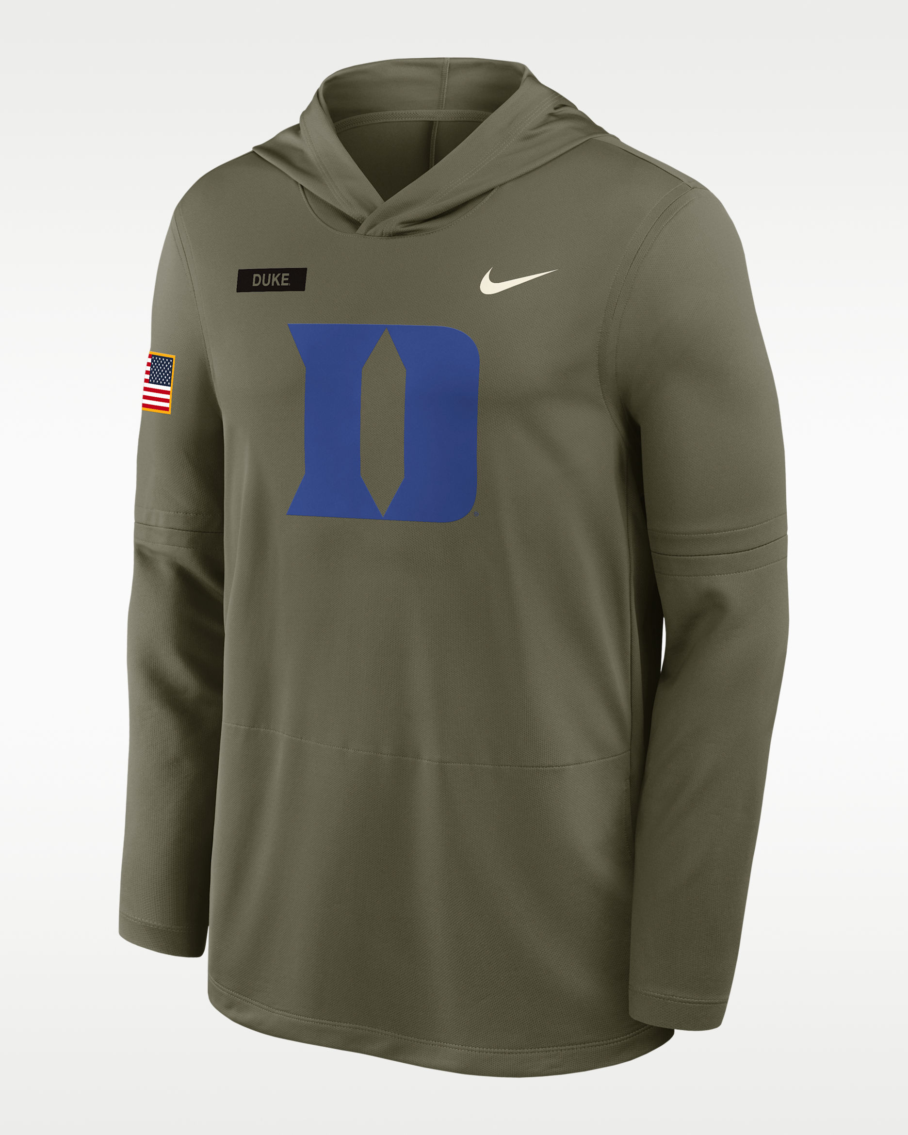 Duke 2025 Military Appreciation Men's Nike Dri-FIT College Long-Sleeve Hooded Top - Olive