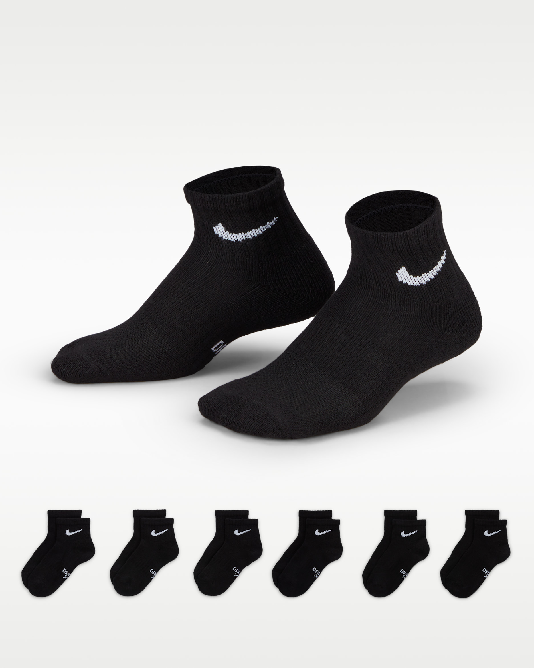 Nike Dri-FIT Performance Basics Little Kids' Ankle Socks (6 Pairs) - Black