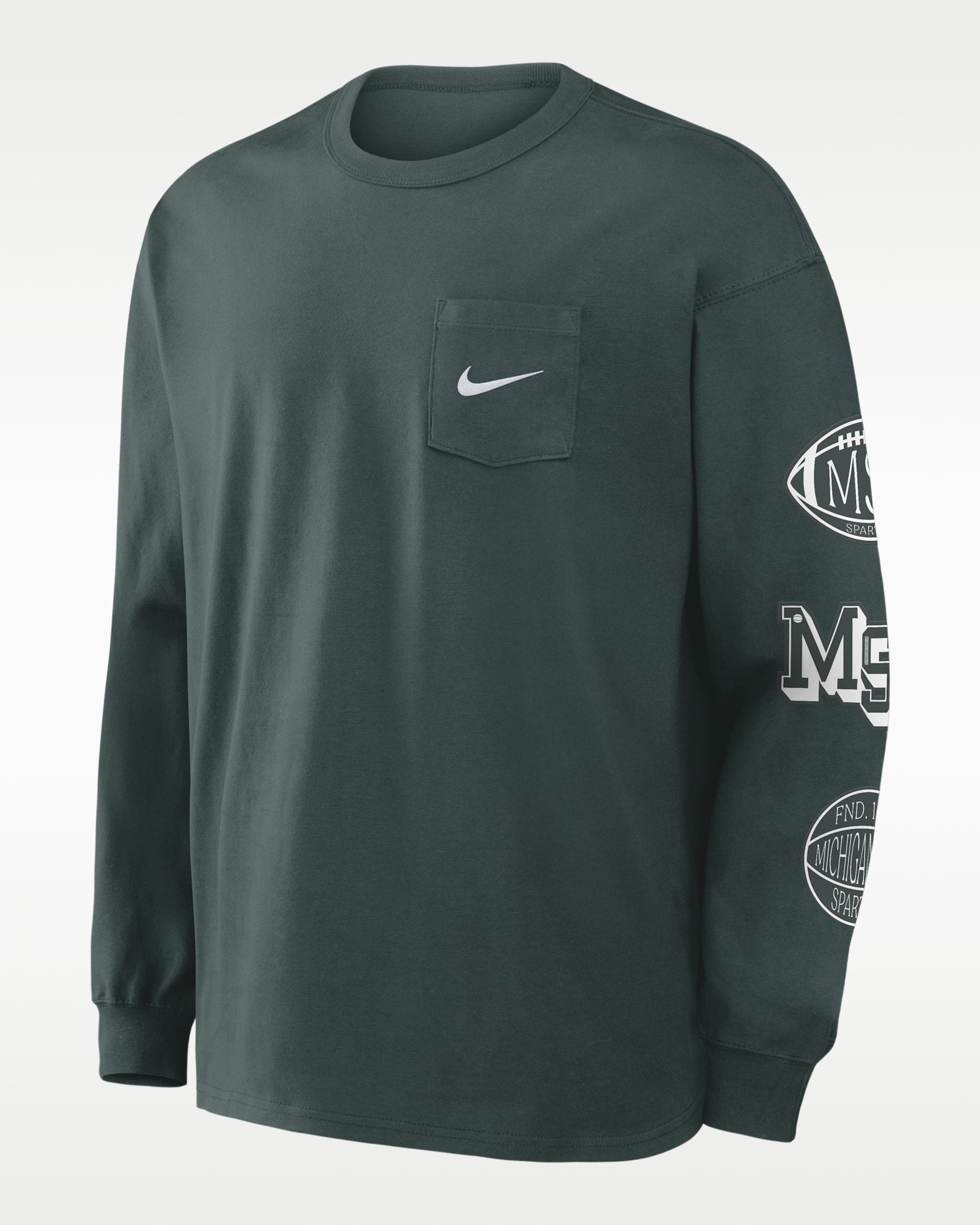 Michigan State Academic Max90 Pocket Men's Nike College Long-Sleeve T-Shirt - Green