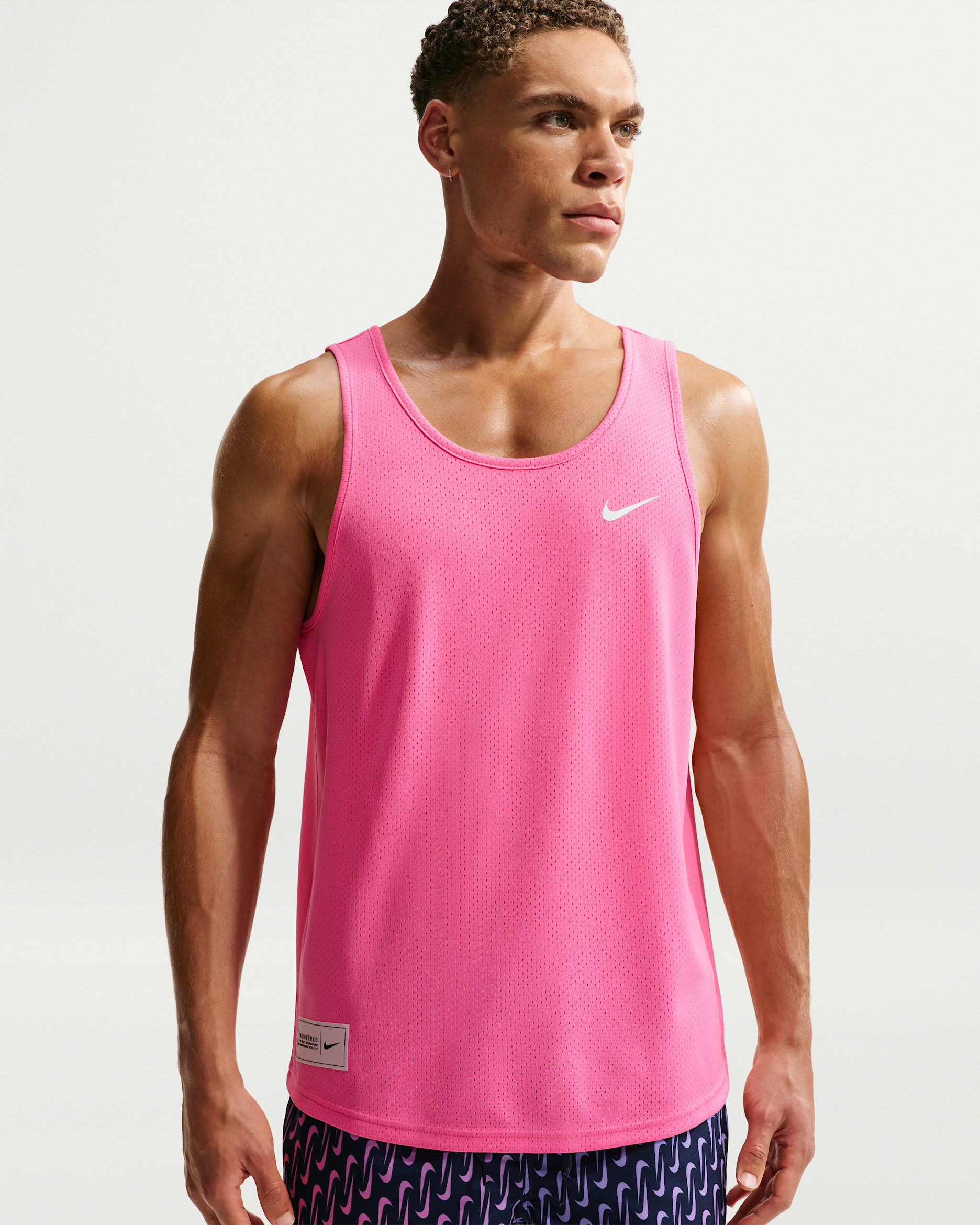 Camiseta de tirantes para hombre Nike Swim - Rosa resplandor/Polvo fotón/Blanco/Blanco