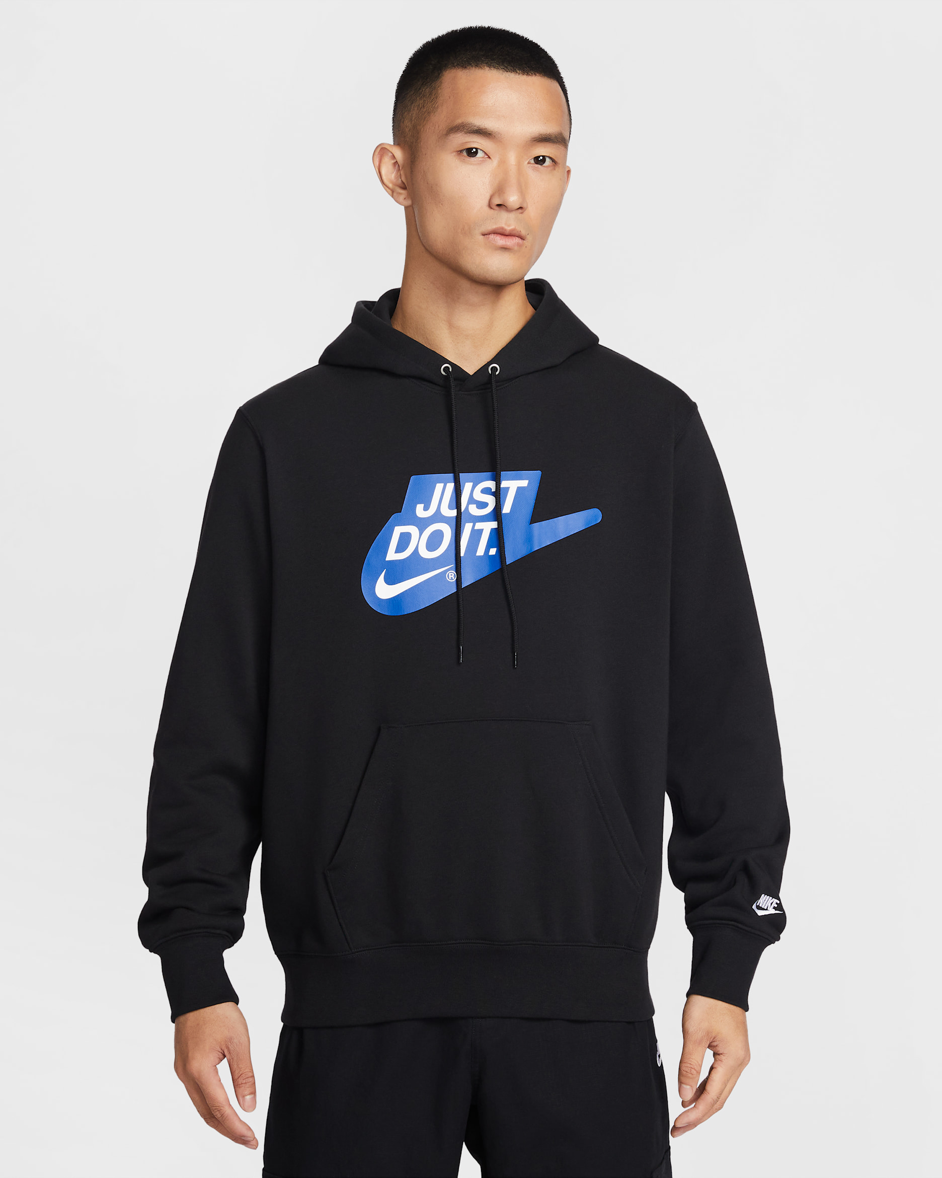 Nike Sportswear Club Men's French Terry Pullover Hoodie - Black/Black/White