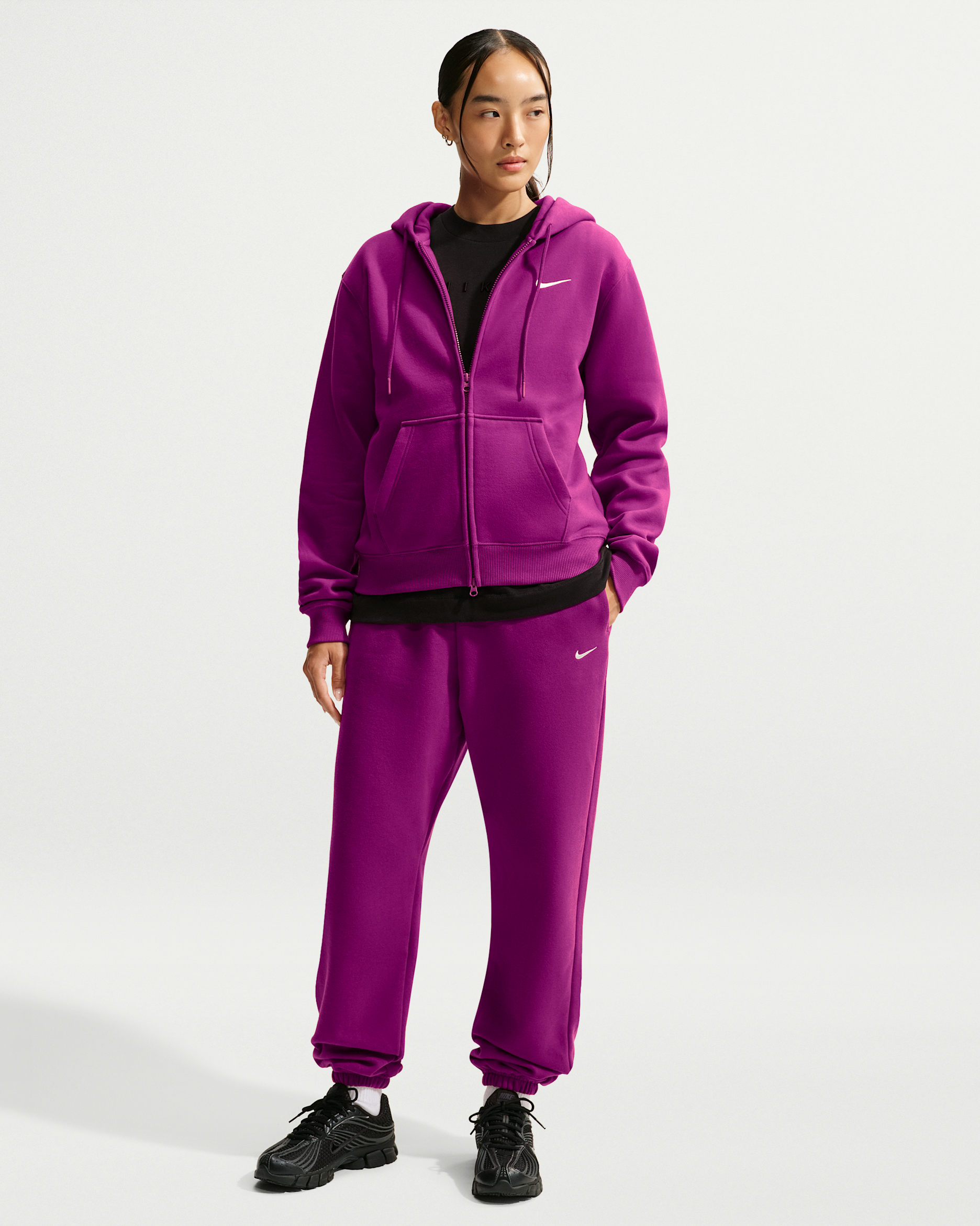 Nike Studio Fleece Medium Weight Women's High-Rise Oversized Cuffed Trousers - True Berry/Sail