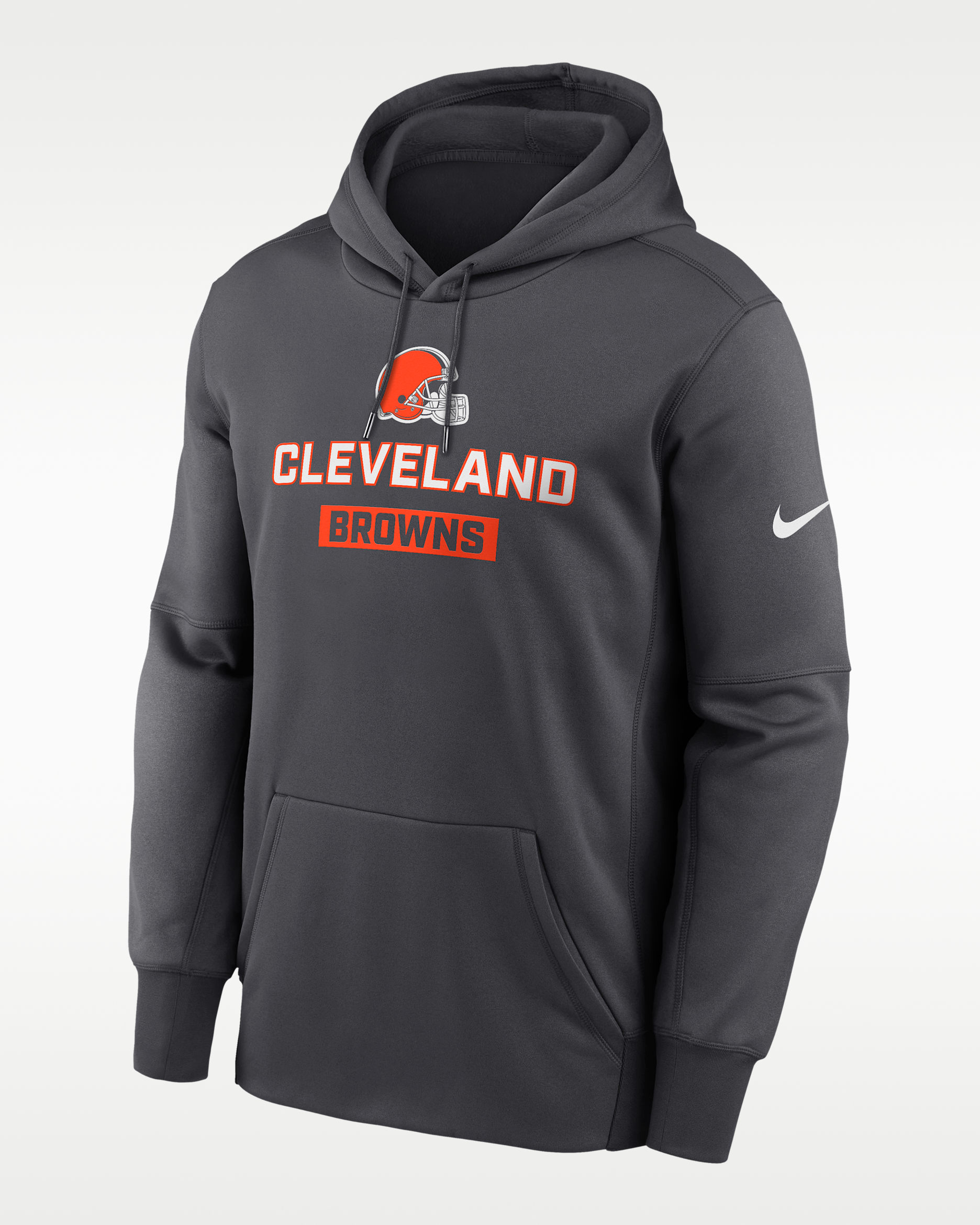 Sudadera con gorro sin cierre Nike Therma de la NFL para hombre Cleveland Browns Toss Sweep - Antracita